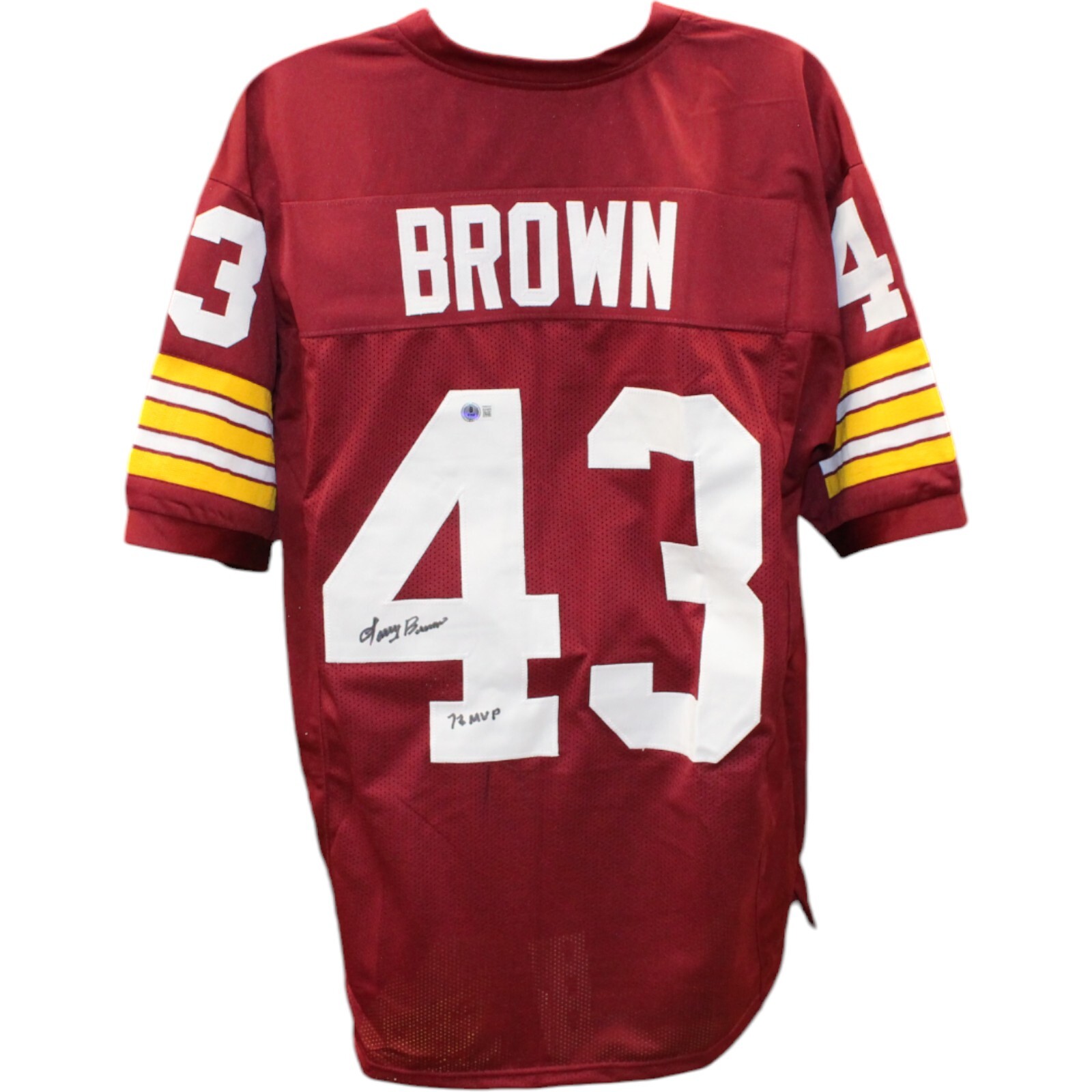 Larry Brown Autographed/Signed Pro Style Sz XL Red Jersey Beckett Witness 48039