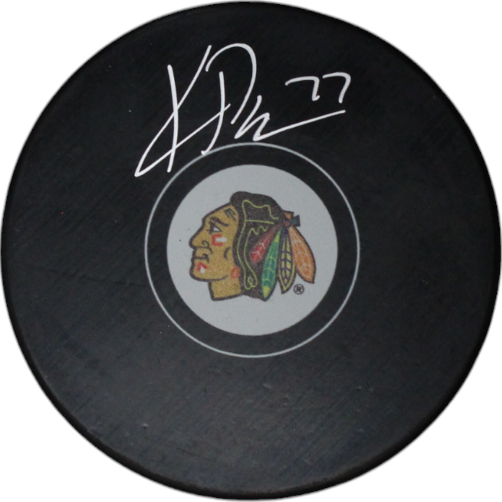 Kirby Dach Autographed/Signed Chicago Blackhawks Hockey Puck FAN 46839