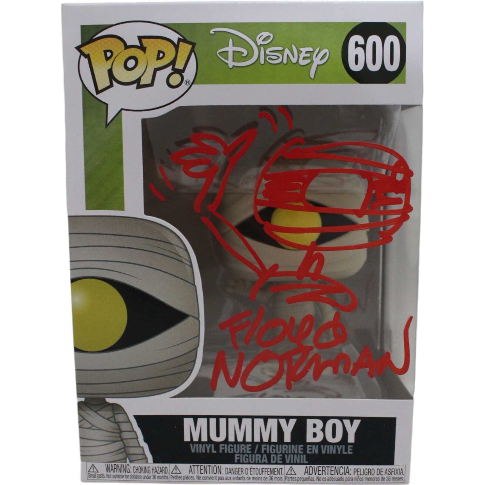 FLOYD NORMAN AUTOGRAPHED DISNEY MUMMY BOY FUNKO POP! #600 BECKETT 46764 COLLECTIBLE MEMORABILIA