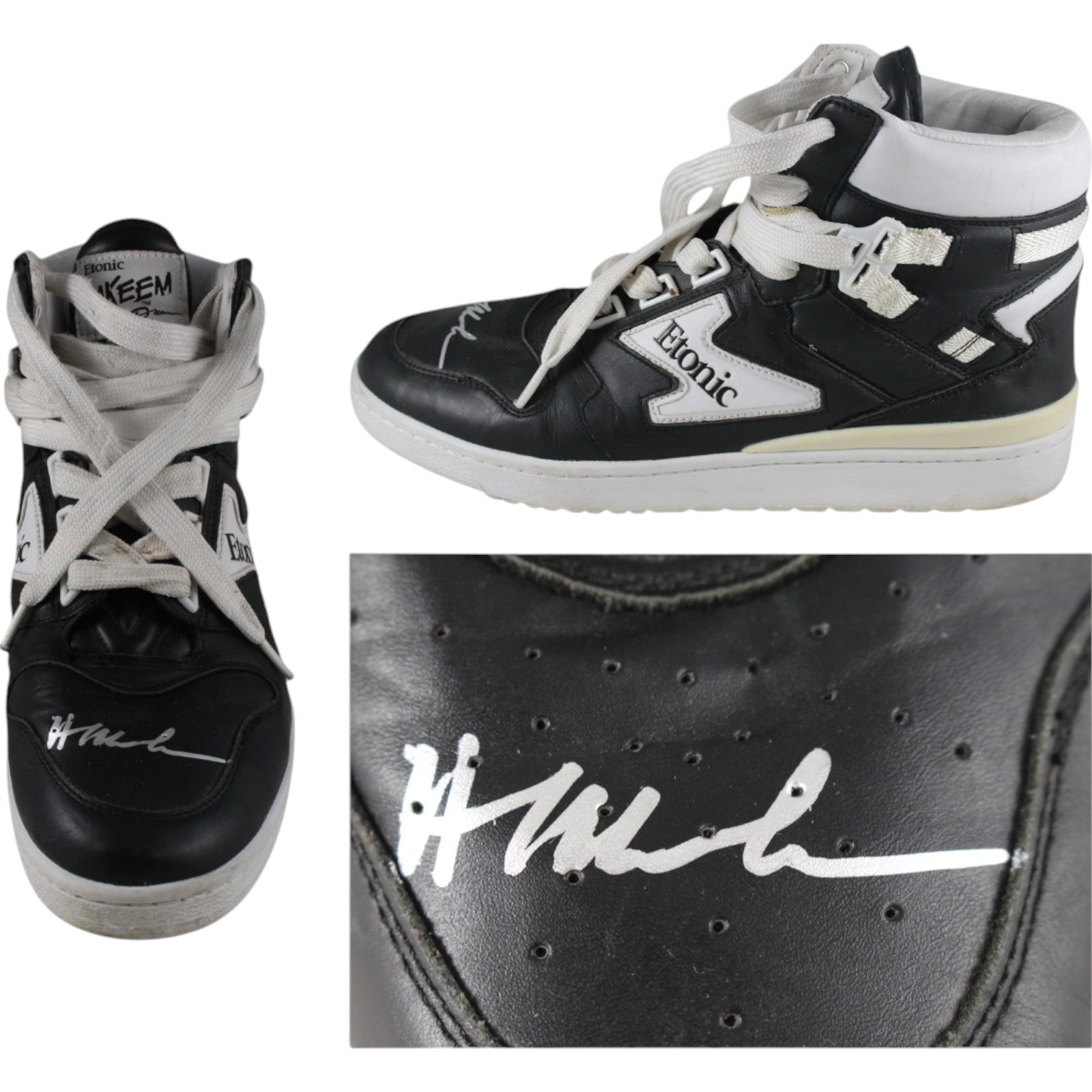 Hakeem Olajuwon Signed Houston Rockets Etonic Black Sz 12 L Shoe Beckett 49249
