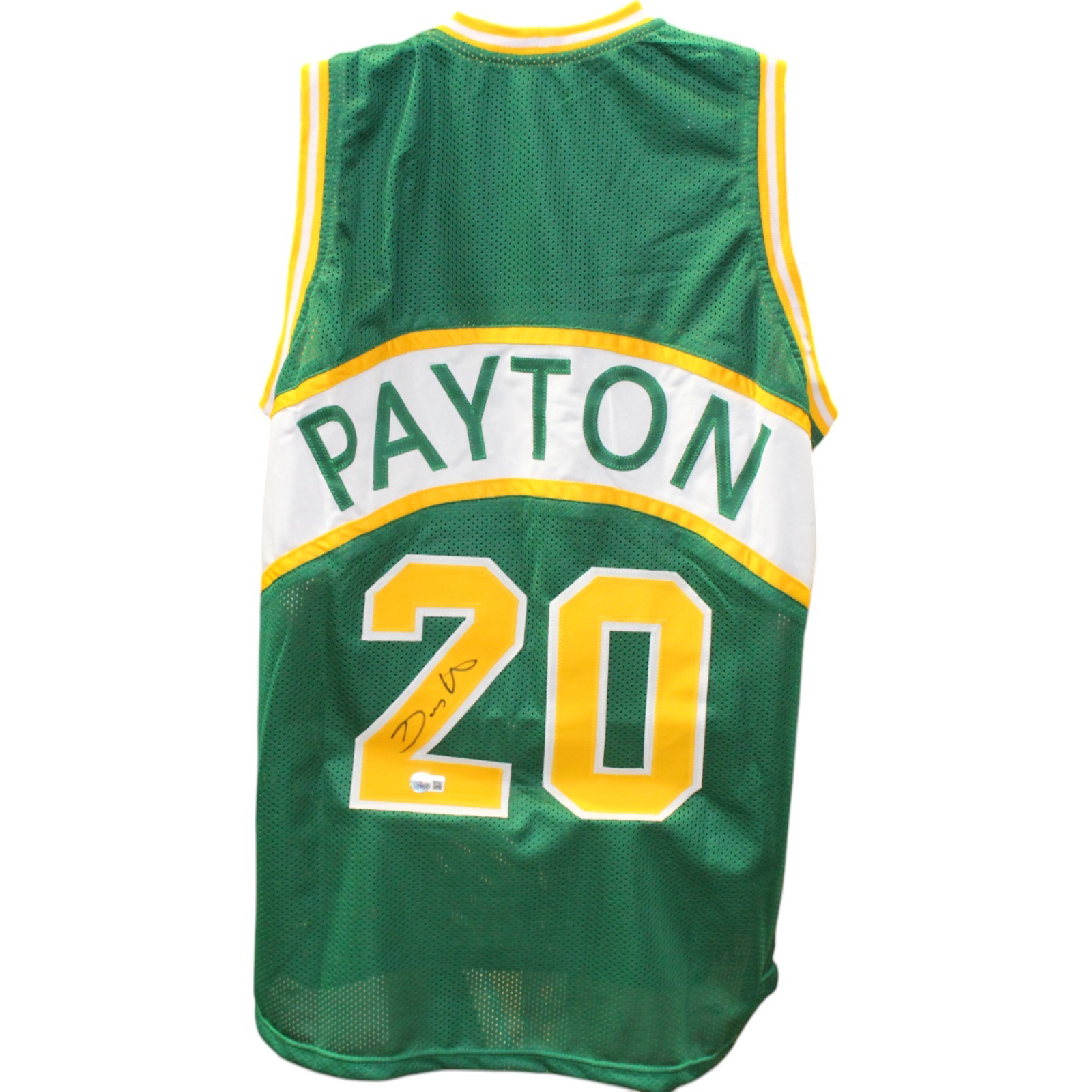Gary Payton Autographed/Signed Pro Style Green XL Jersey Beckett Witness 49736