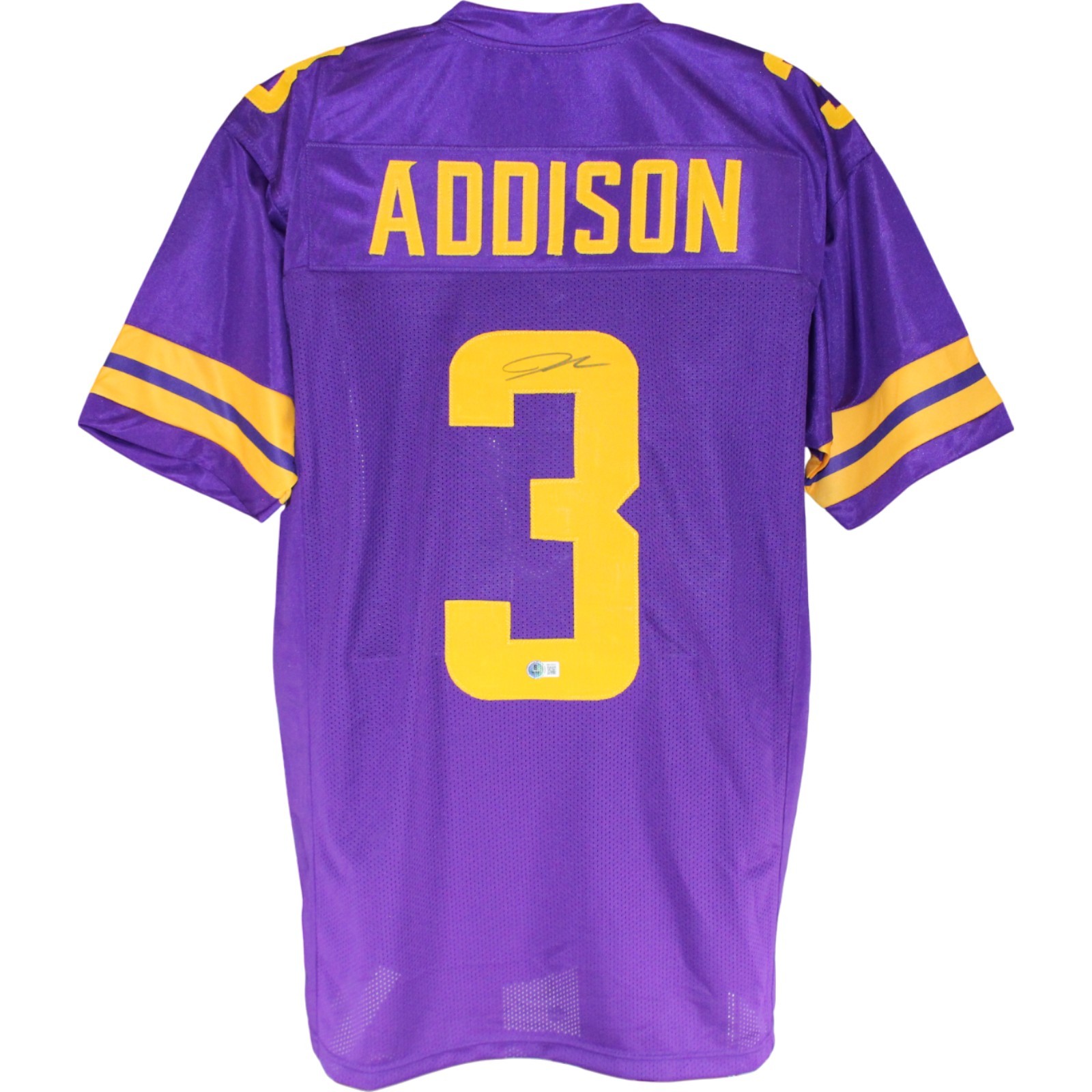 Jordan Addison Autographed/Signed Pro Style XL Purple Jersey Beckett W 53869