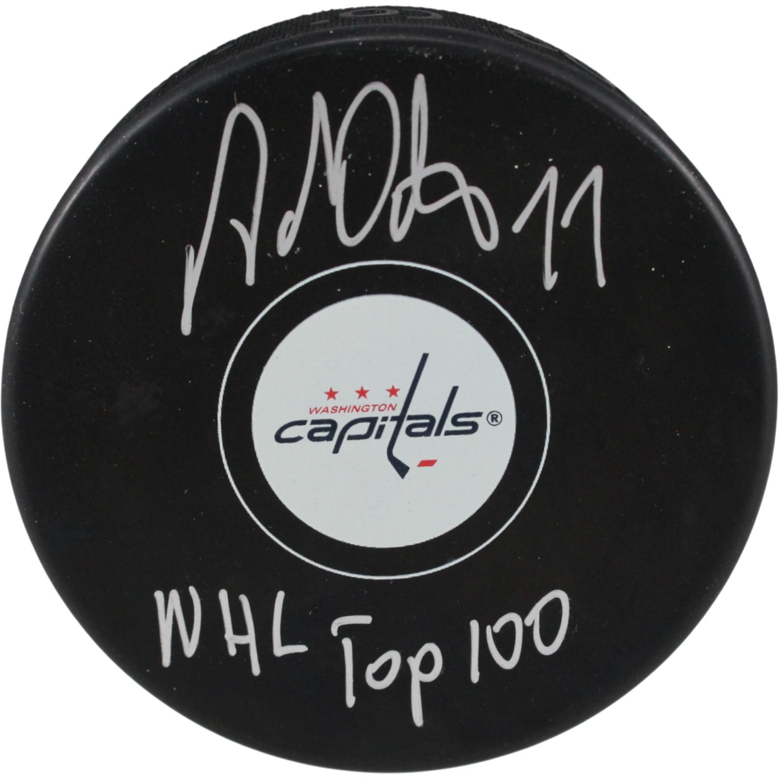 Adam Oates Autographed Washington Capitals Logo Puck NHL Top 100 JSA 54001