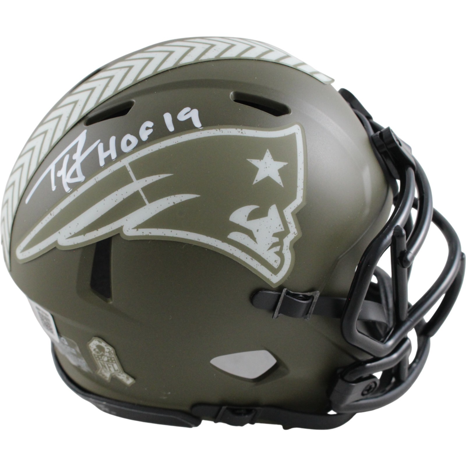 Ty Law Autographed New England Patriots 22 STS Mini Helmet HOF Beckett 54279