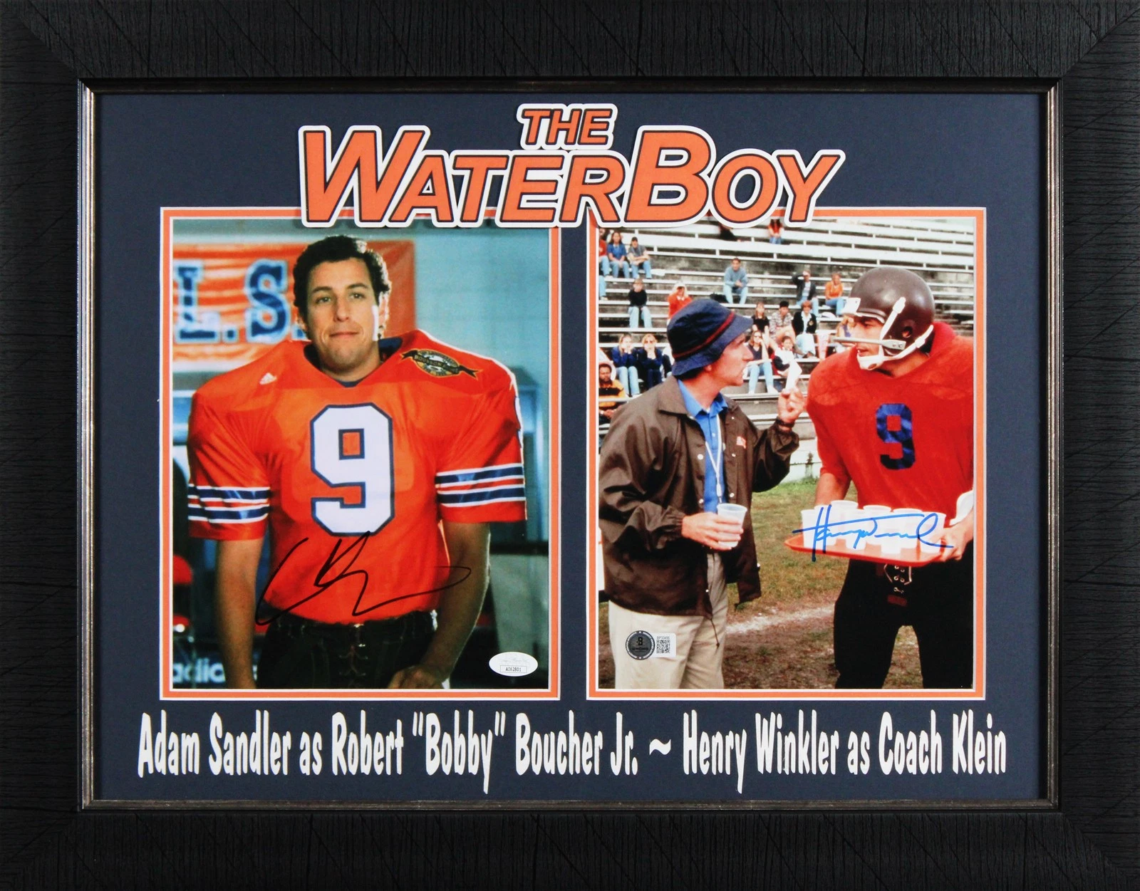 ADAM SANDLER & HENRY WINKLER THE WATERBOY SIGNED 8×10 PHOTO FRAMED DISPLAY BAS COLLECTIBLE MEMORABILIA