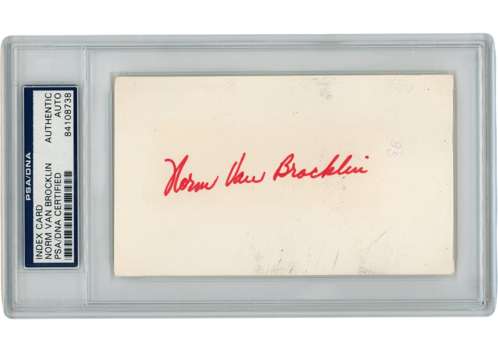 Norm Van Brocklin Autographed Los Angeles Rams Index Card Slabbed PSA 54889