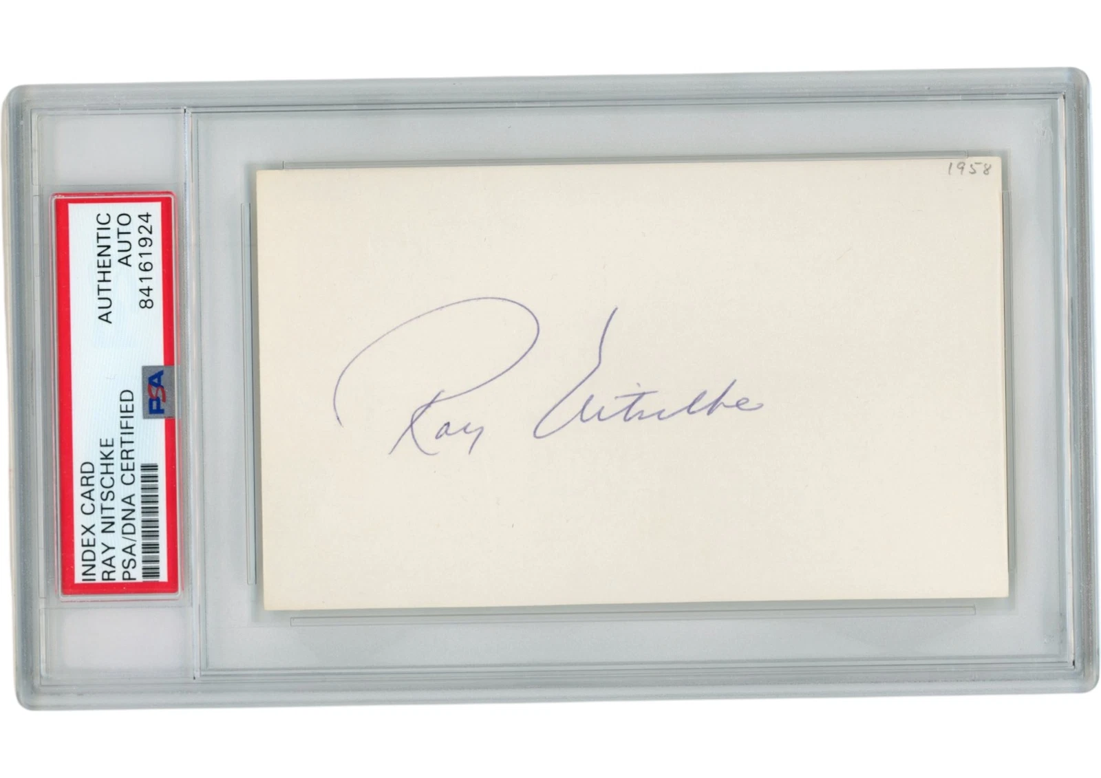 Ray Nitschke Autographed/Signed Green Bay Packers Index Card Slabbed PSA 54903