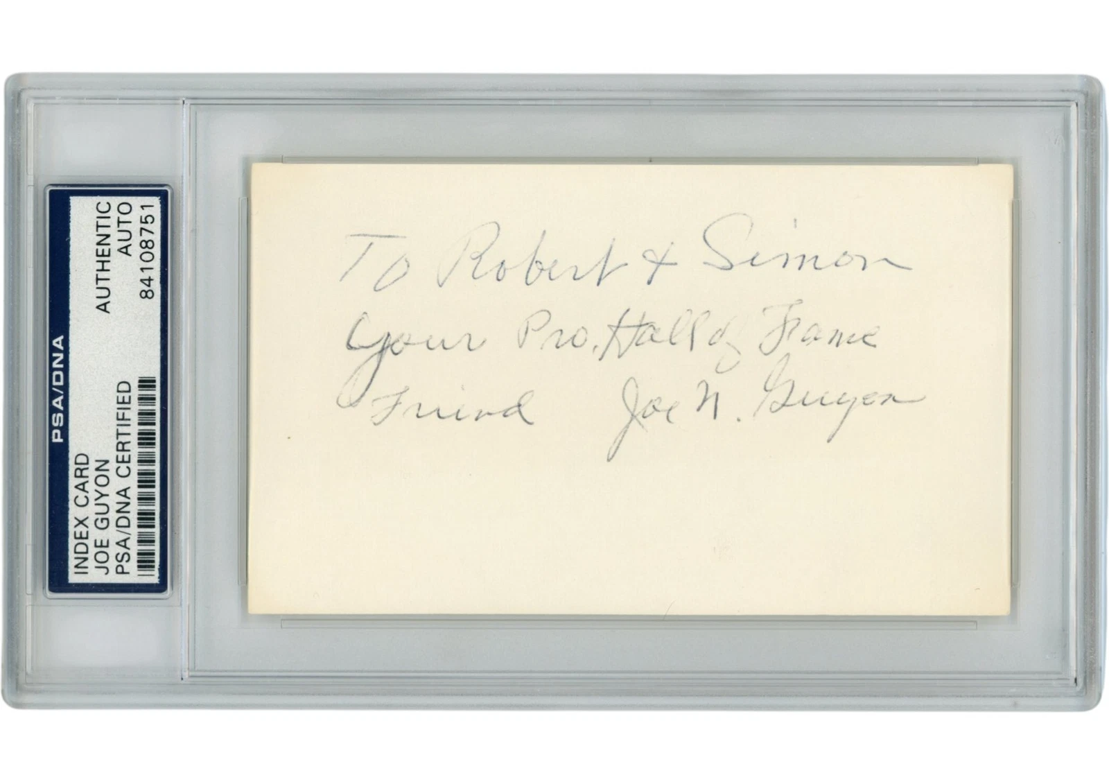 Joe Guyon Autographed Canton Bulldogs Index Card Personalized Slab PSA 54901