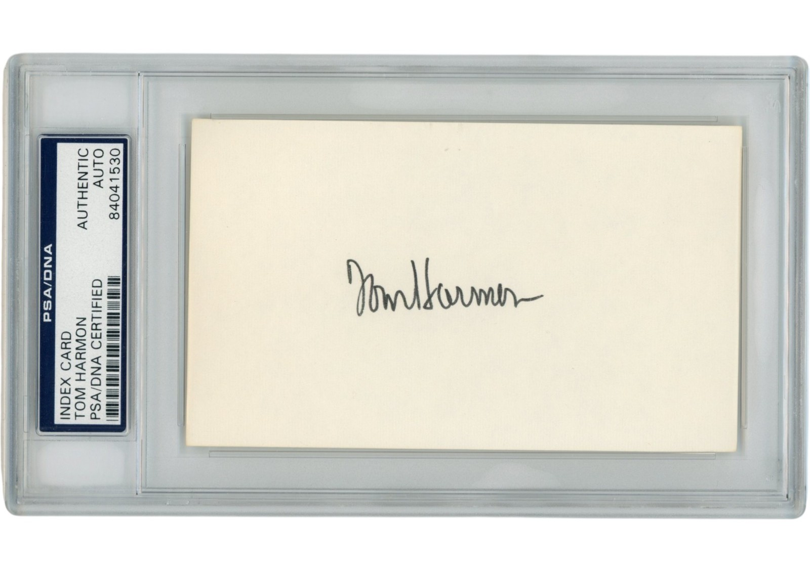 Tom Harmon Autographed/Signed Michigan Wolverines Index Card Slabbed PSA 54928