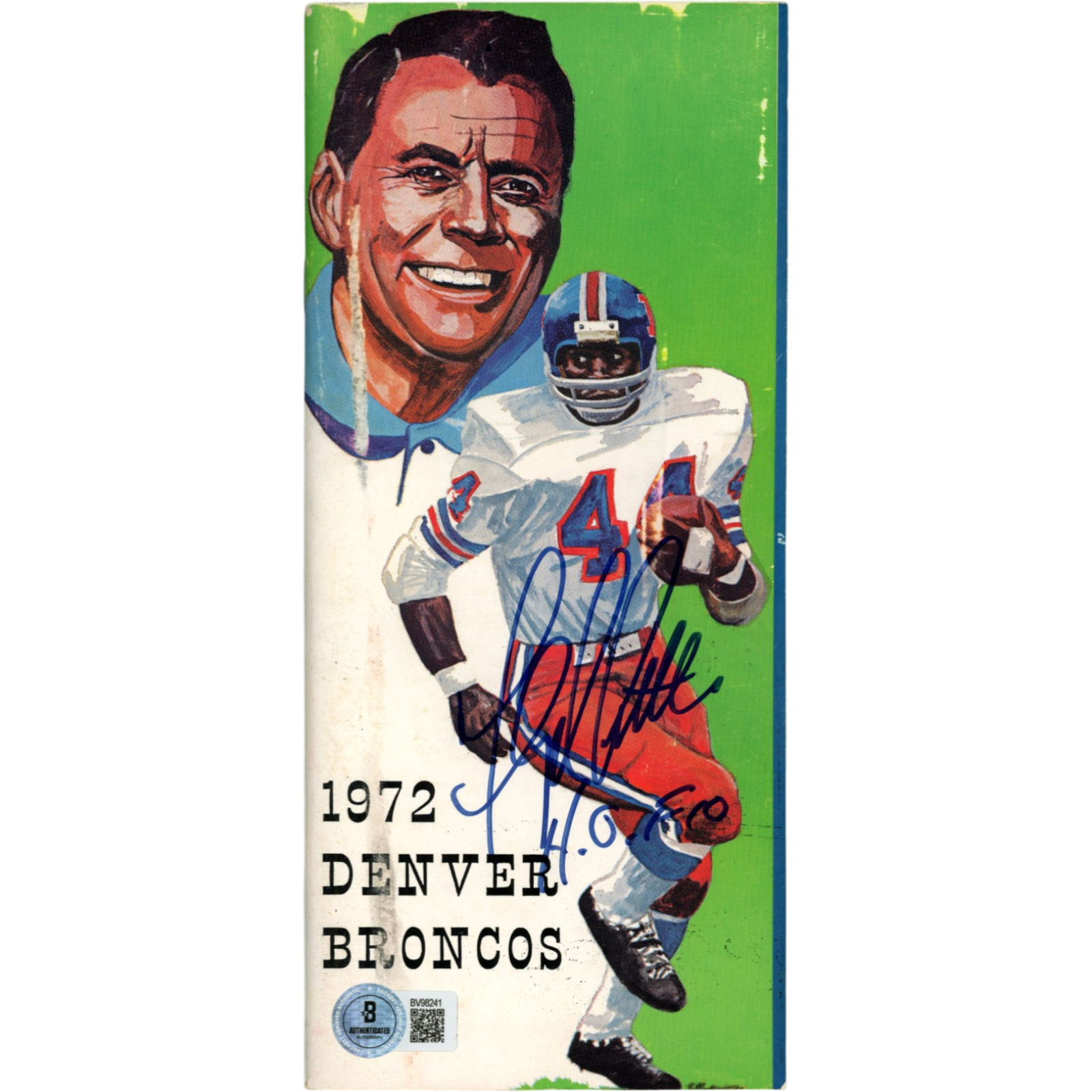 Floyd Little Autographed Denver Broncos 1972 Media Guide HOF Beckett 55142