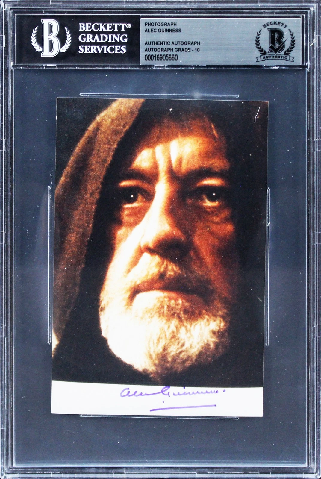 ALEC GUINNESS STAR WARS SIGNED 4×6 OBI-WAN KENOBI PHOTO AUTO 10! BAS SLABBED COLLECTIBLE MEMORABILIA