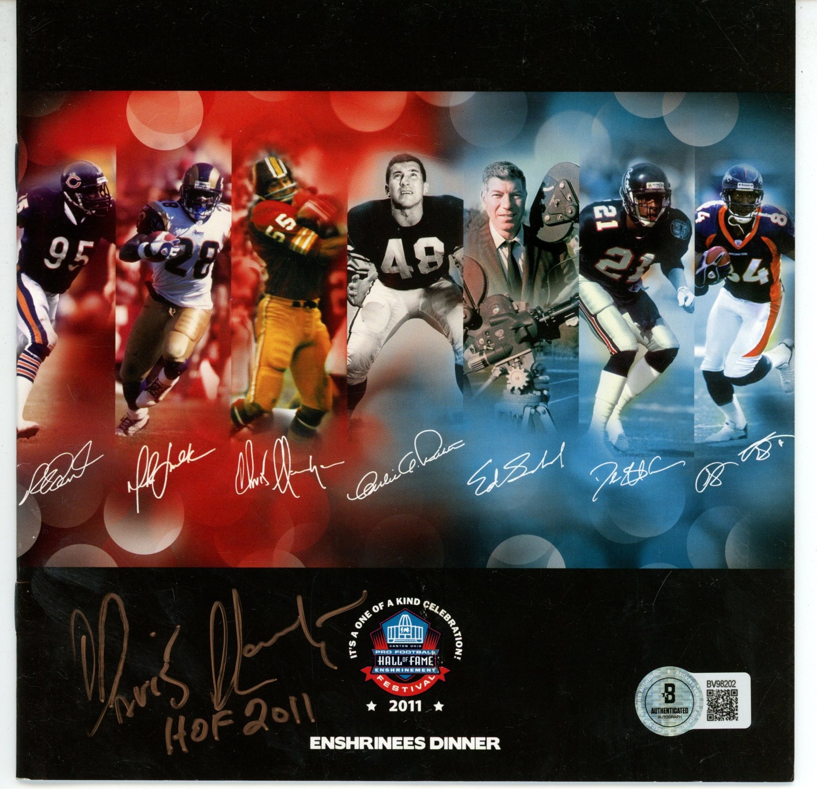 Chris Hanburger Signed Washington Redskins Enshrinees Dinner Booklet BAS 56090