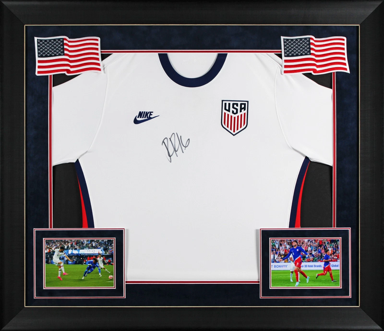 Ricardo Pepi Team USA Signed White Nike Framed Jersey BAS Witnessed #WS08485