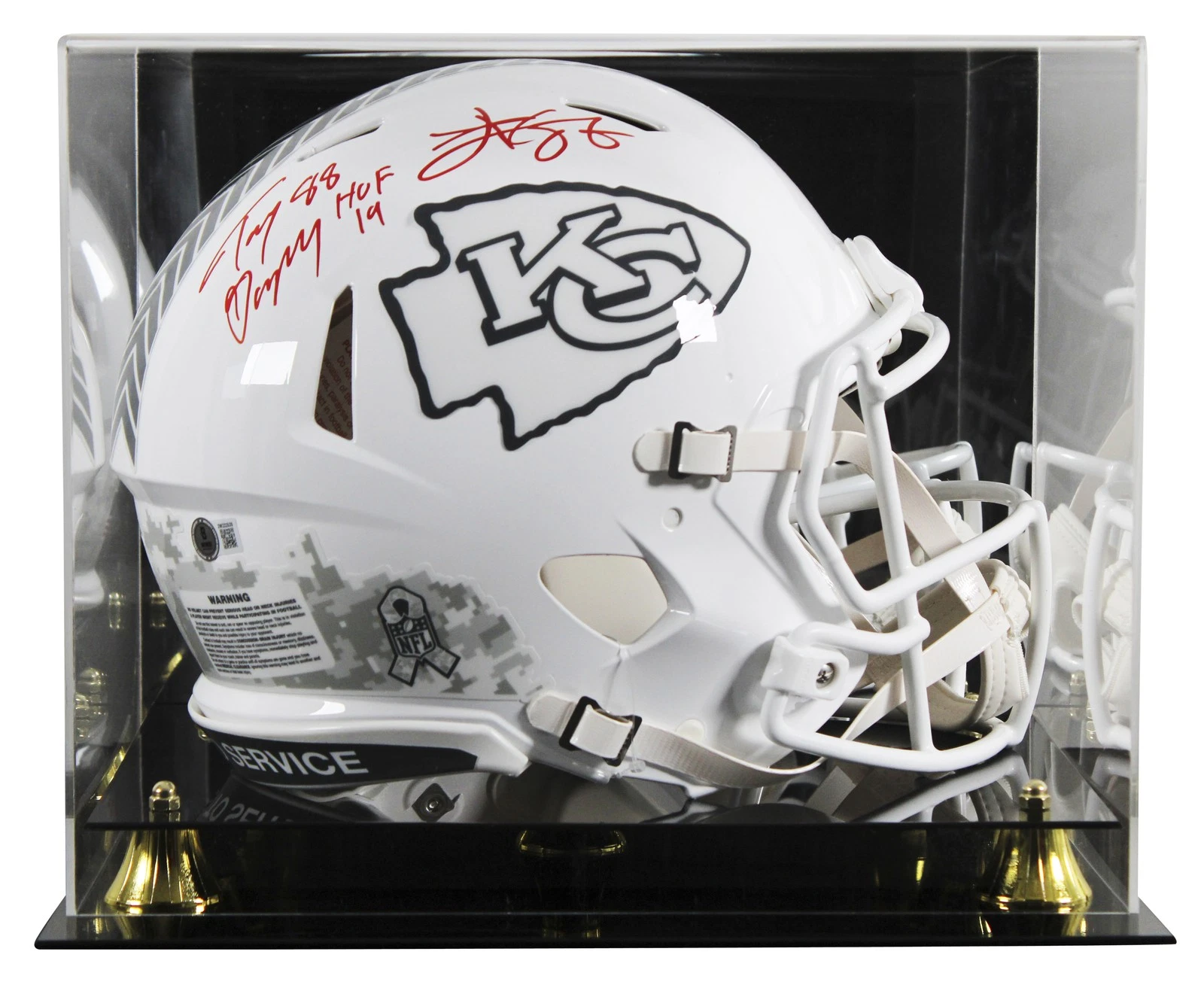 Tony Gonzalez & Travis Kelce Signed STS III F/S Speed Proline Helmet W/ Case BAS