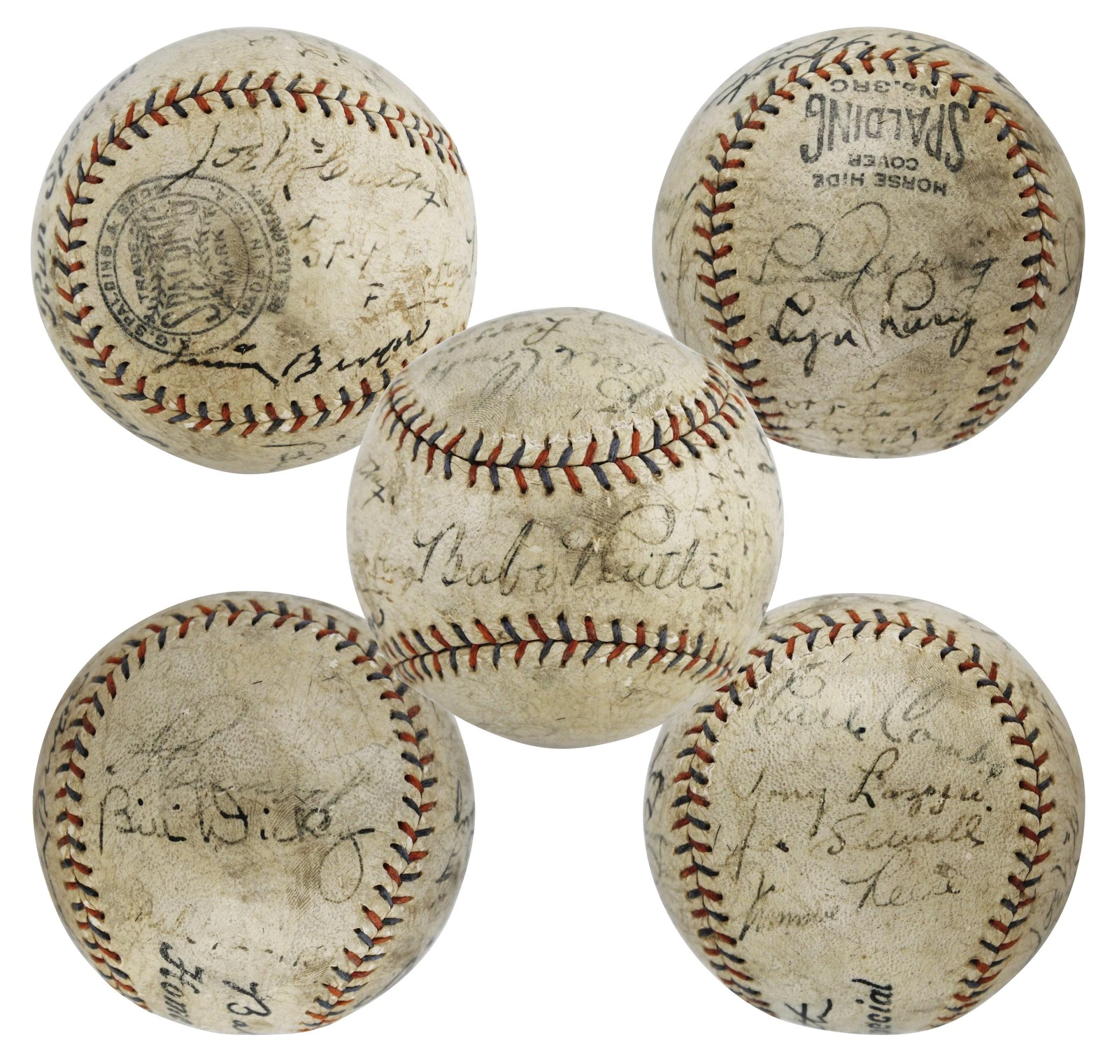 1931 Yankees (13) Babe Ruth, Lou Gehrig, +11 Signed Spalding Baseball JSA LOA