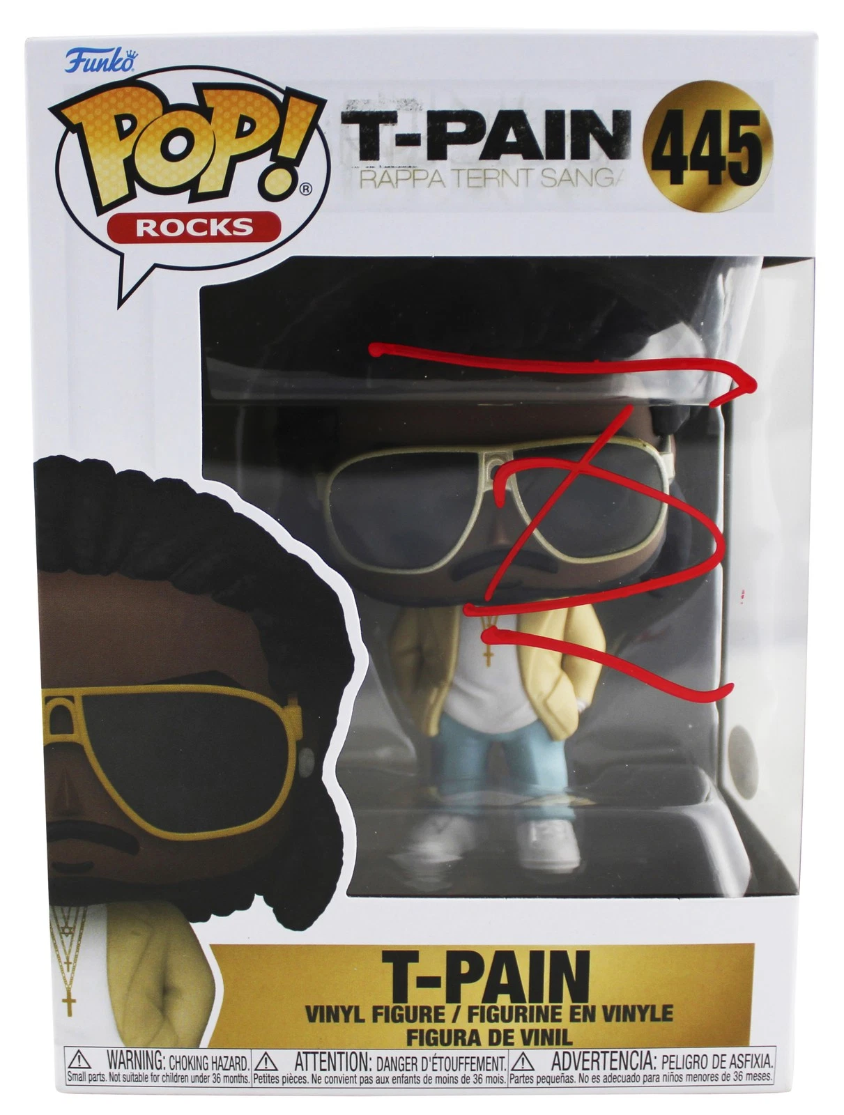 T-PAIN AUTHENTIC SIGNED T-PAIN #445 FUNKO POP VINYL FIGURE JSA #CE80215 COLLECTIBLE MEMORABILIA