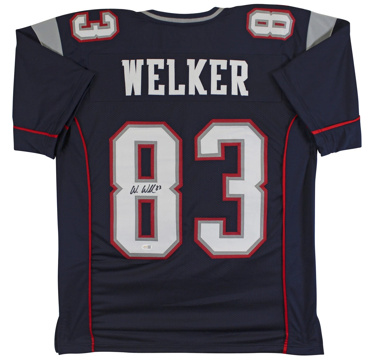 Wes Welker Authentic Signed Navy Pro Style Jersey Autographed JSA Witness