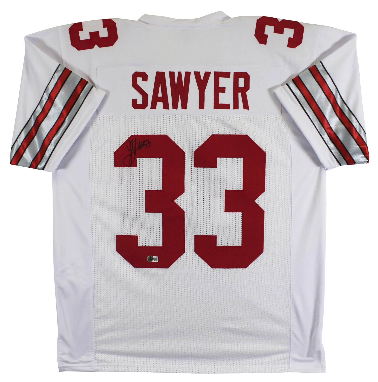 Ohio State Jack Sawyer Authentic Signed White Pro Style Jersey Autographed BAS 2
