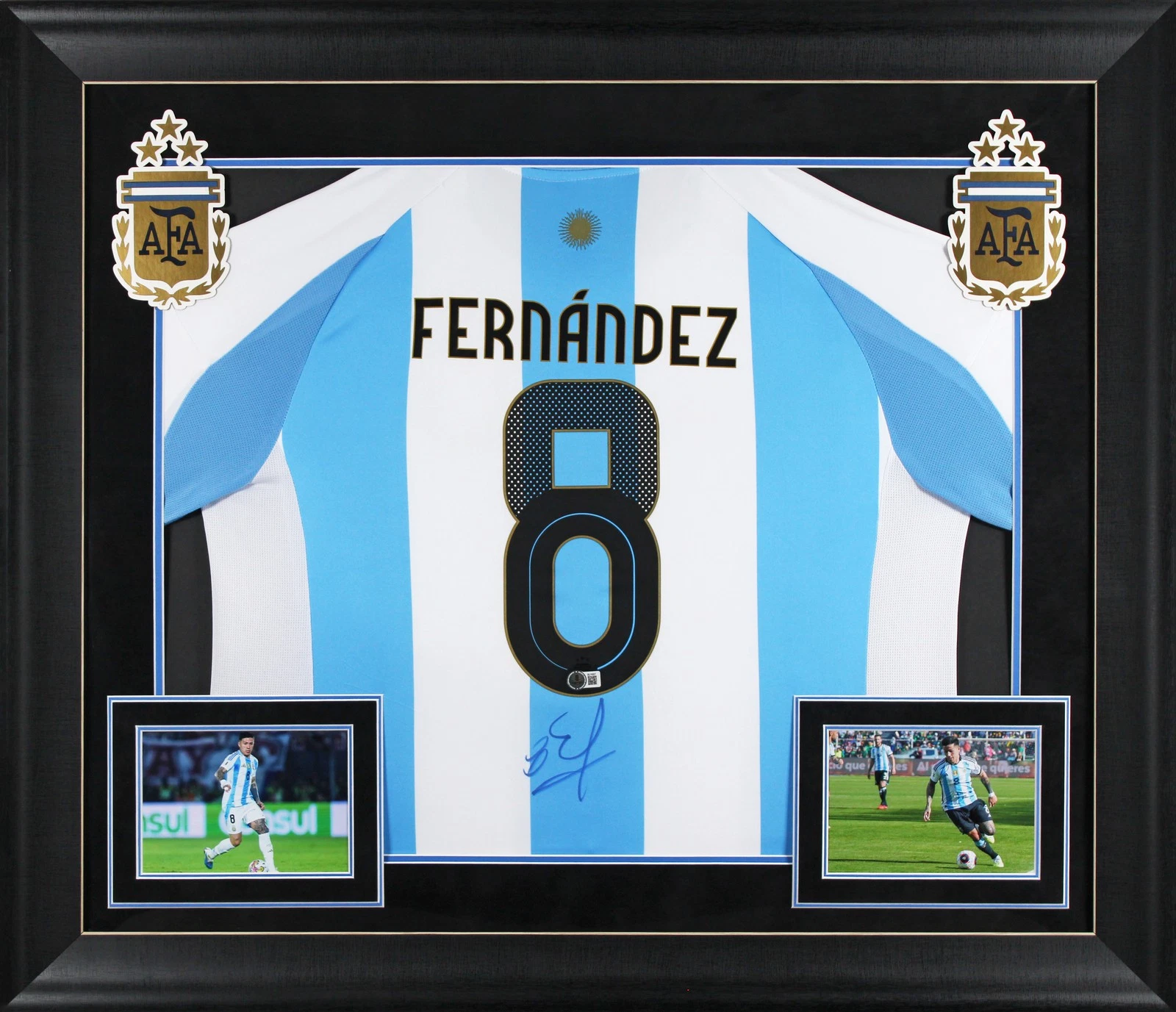 Enzo Fernández Signed Blue & White Argentina Framed Jersey BAS #BU16927