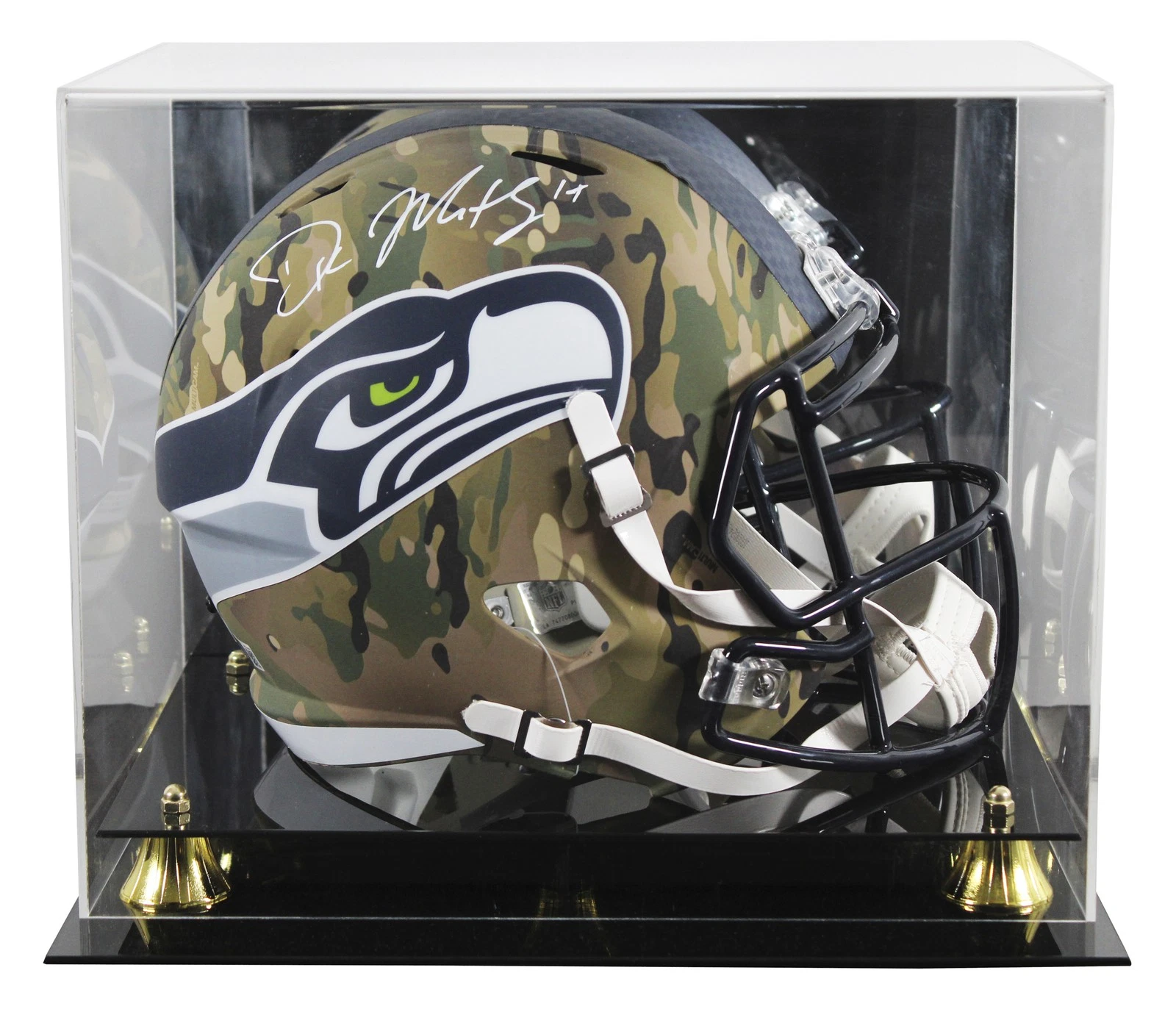 Seahawks DK Metcalf Signed Camo Full Size Speed Rep Helmet W/ Case BAS Witnessed
