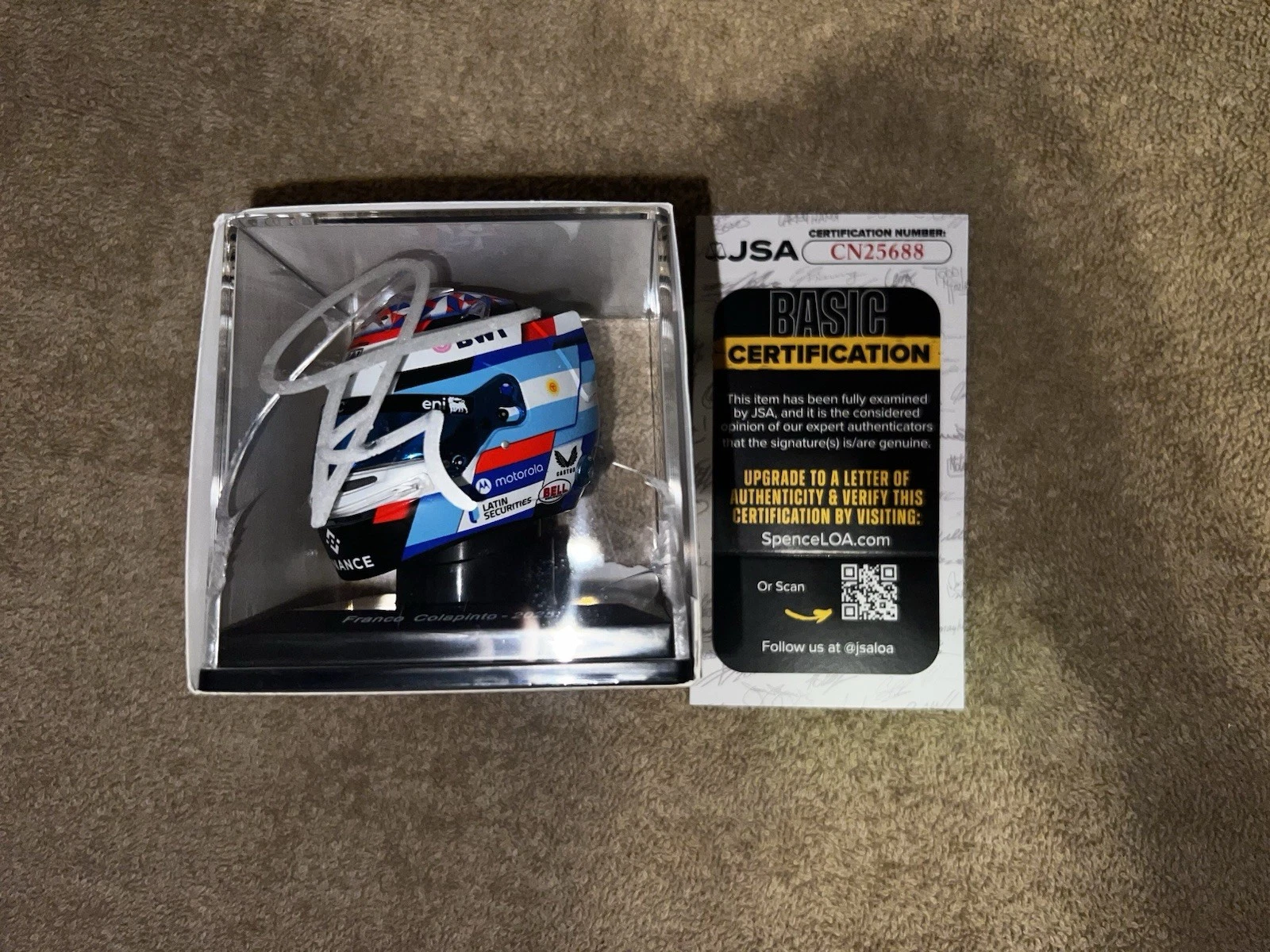Franco Colapinto Signed Official 2025 Season Mini Helmet 1:5 Alpine JSA Auth