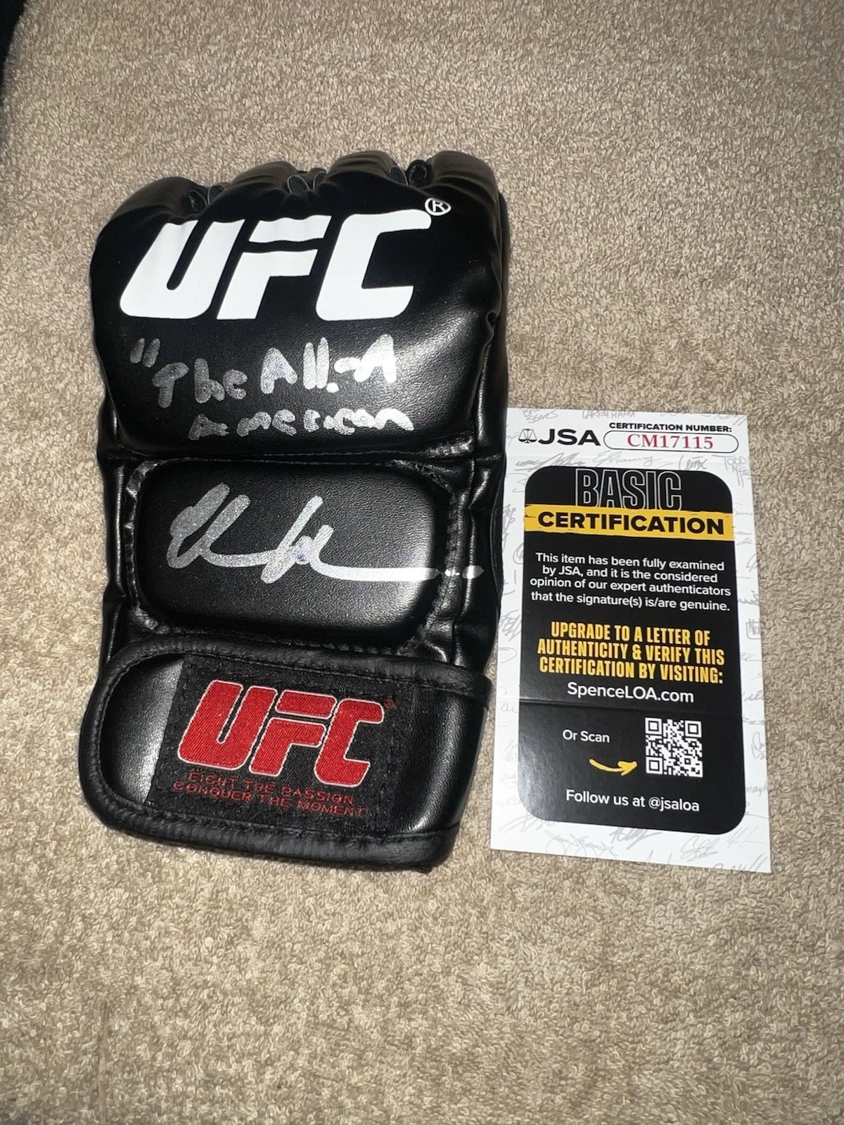 Chris Weidman Signed UFC MMA Glove UFC Champ All American JSA Auth