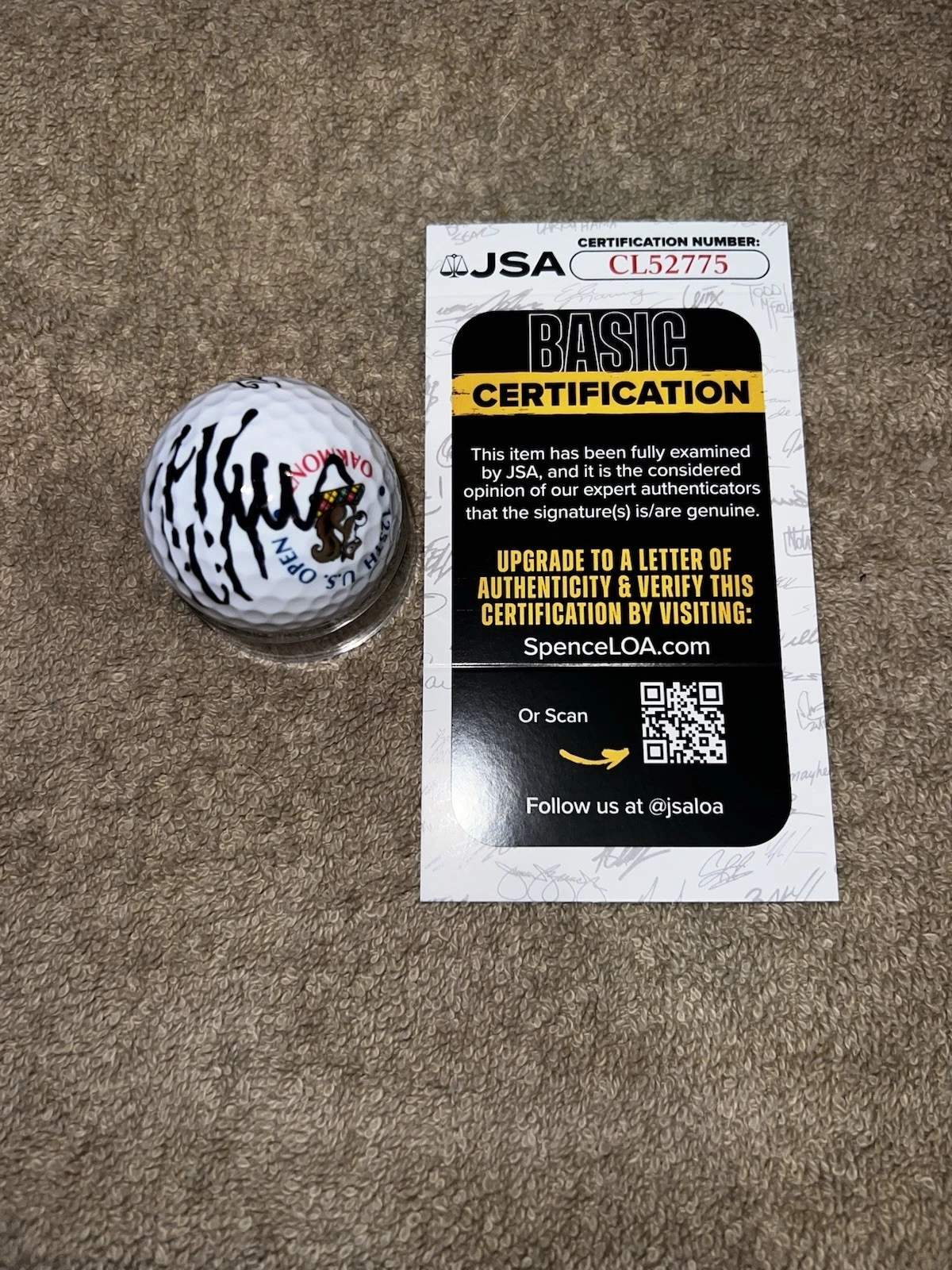 JJ Spaun Signed Official 125th US Open Golf Ball Oakmont Champion JSA Auth