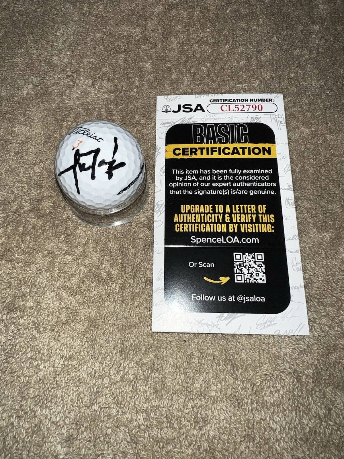 Nick Taylor Signed Official Titleist Golf Ball PGA Legend JSA Cert