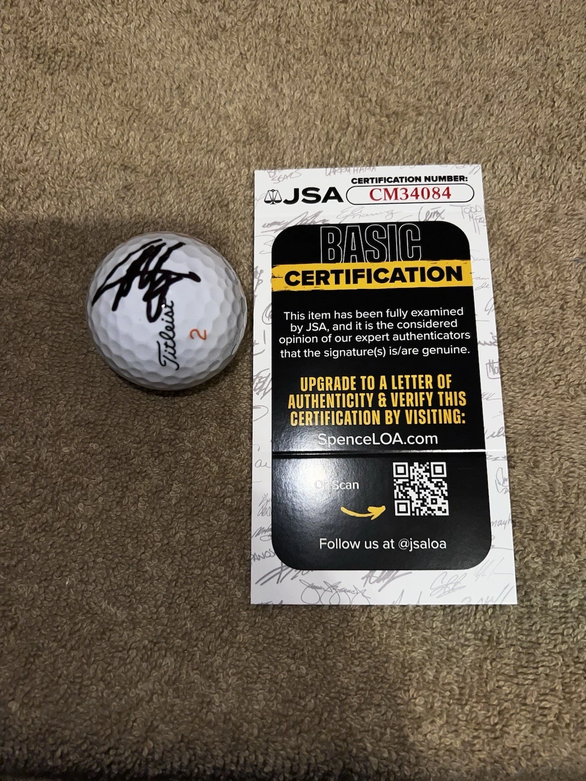 Collin Morikawa Signed Official Titleist Golf Ball PGA Legend JSA Cert