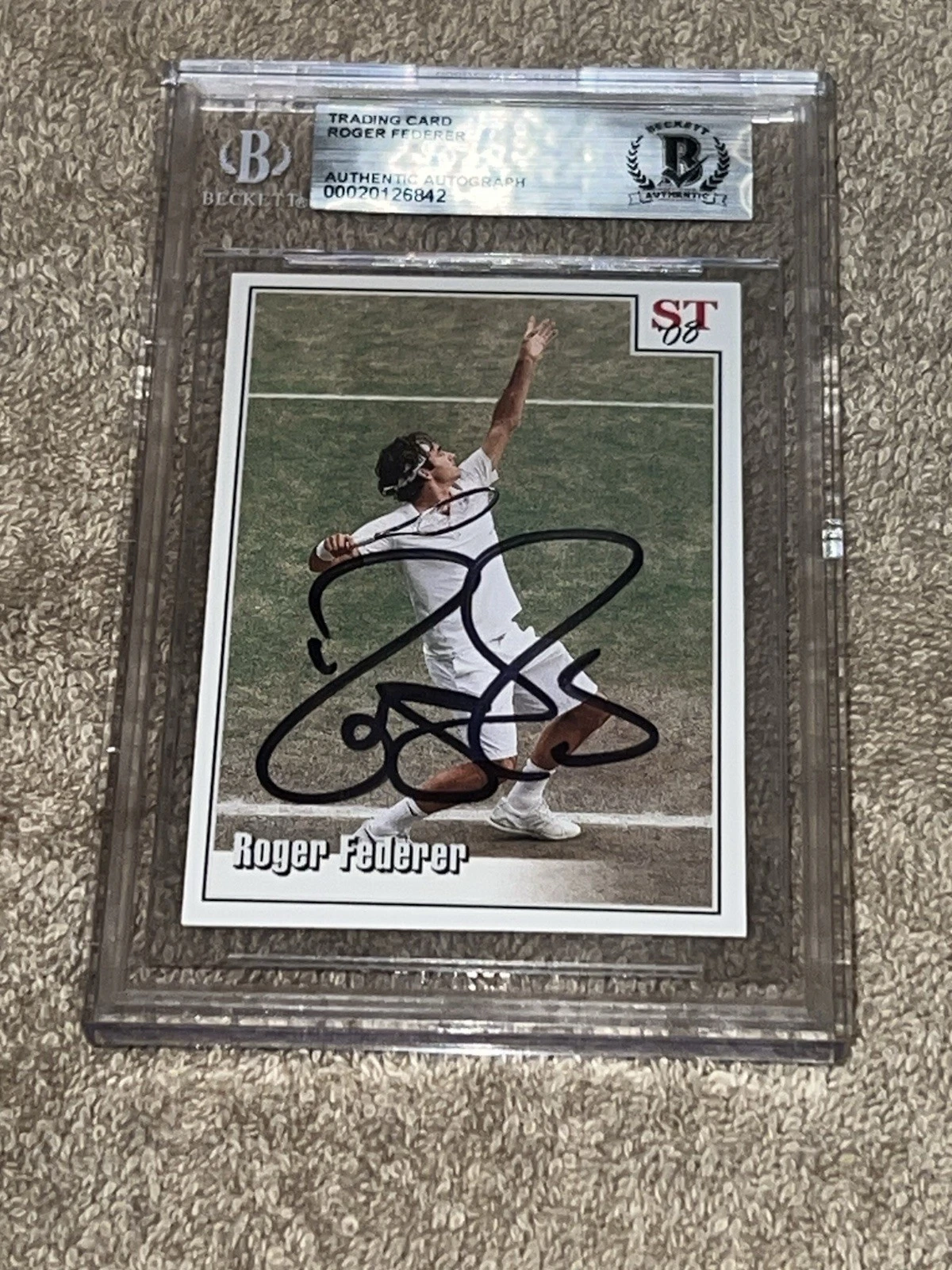 Roger Federer Signed 2008 Spotlight Tribute Wimbledon Trading Card Beckett
