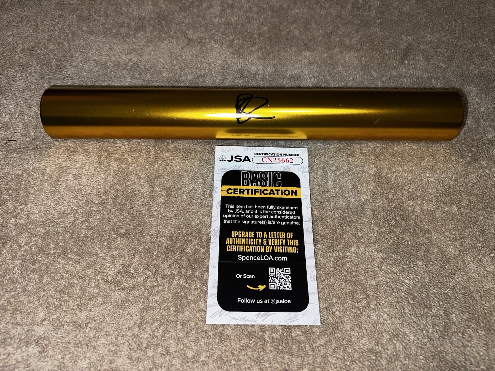 Shericka Jackson Signed Gold Baton Olympic Gold Jamaican Legend JSA Auth