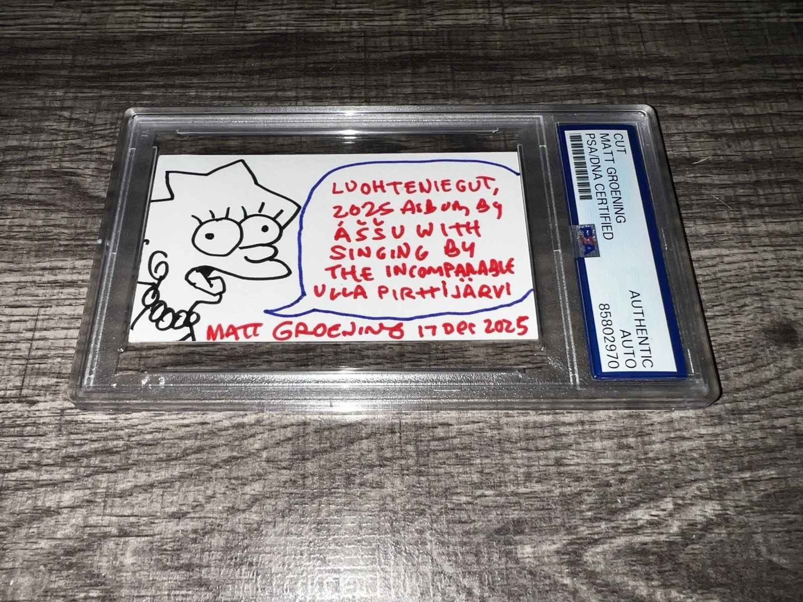 MATT GROENING SIGNED SKETCH CARD LISA SIMPSON HOLLYWOOD SUPERSTAR PSA/DNA COLLECTIBLE MEMORABILIA