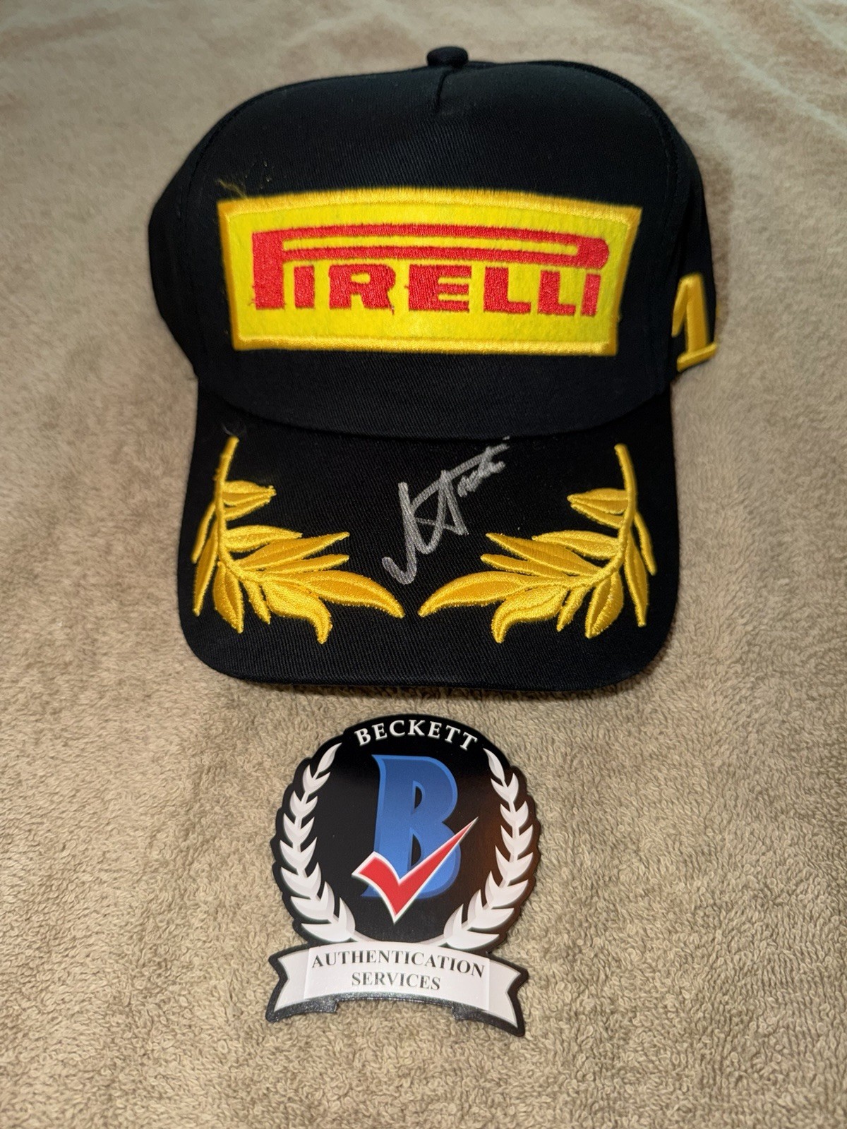 Nikola Tsolov Signed Pirelli Podium Hat F1 Star Red Bull F2 Superstar Beckett