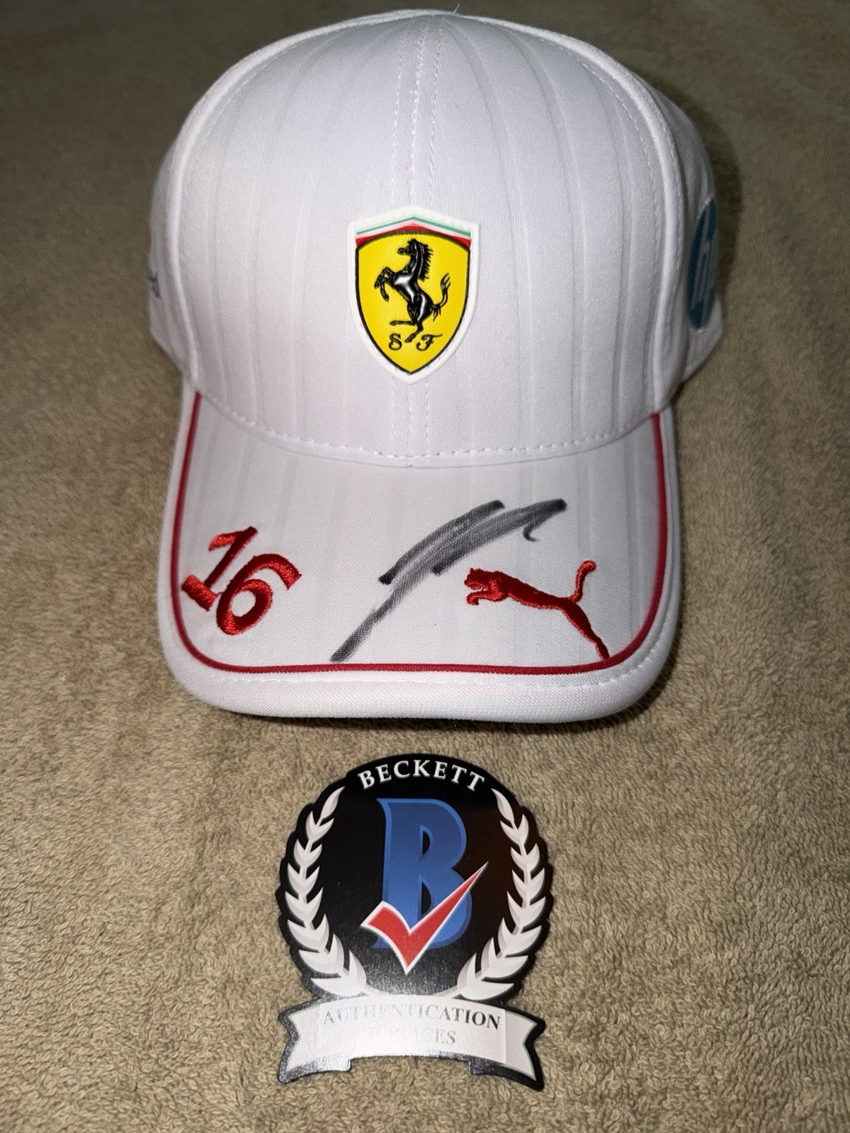 Charles Leclerc Signed Official Ferrari Racing Hat F1 Superstar #16 Beckett #2
