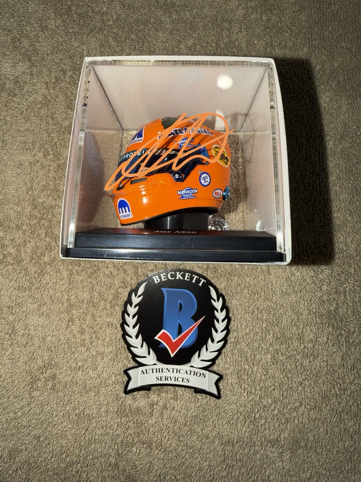 Alex Albon Signed Official 2025 Miami GP Mini Helmet 1:5 Williams Racing BAS