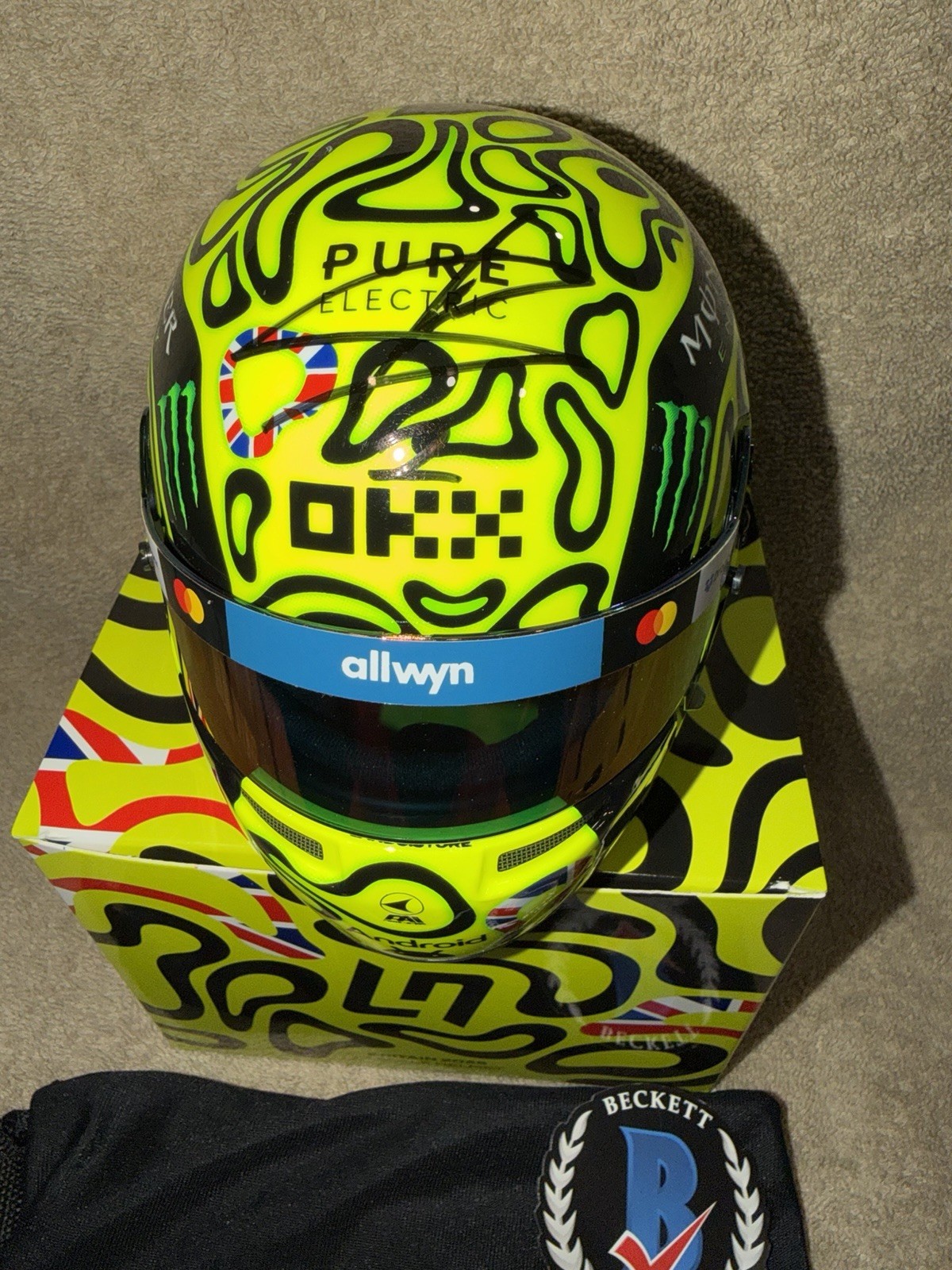 Lando Norris Signed Official 1:2 Mini Helmet Britain 2025 McLaren Champ Beckett
