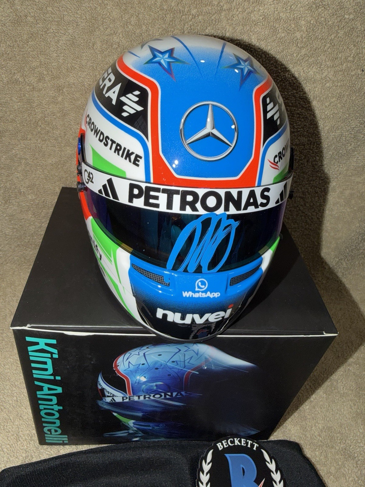 Kimi Antonelli Signed Official 1:2 Mini Helmet 2025 Season Mercedes Star BAS #2