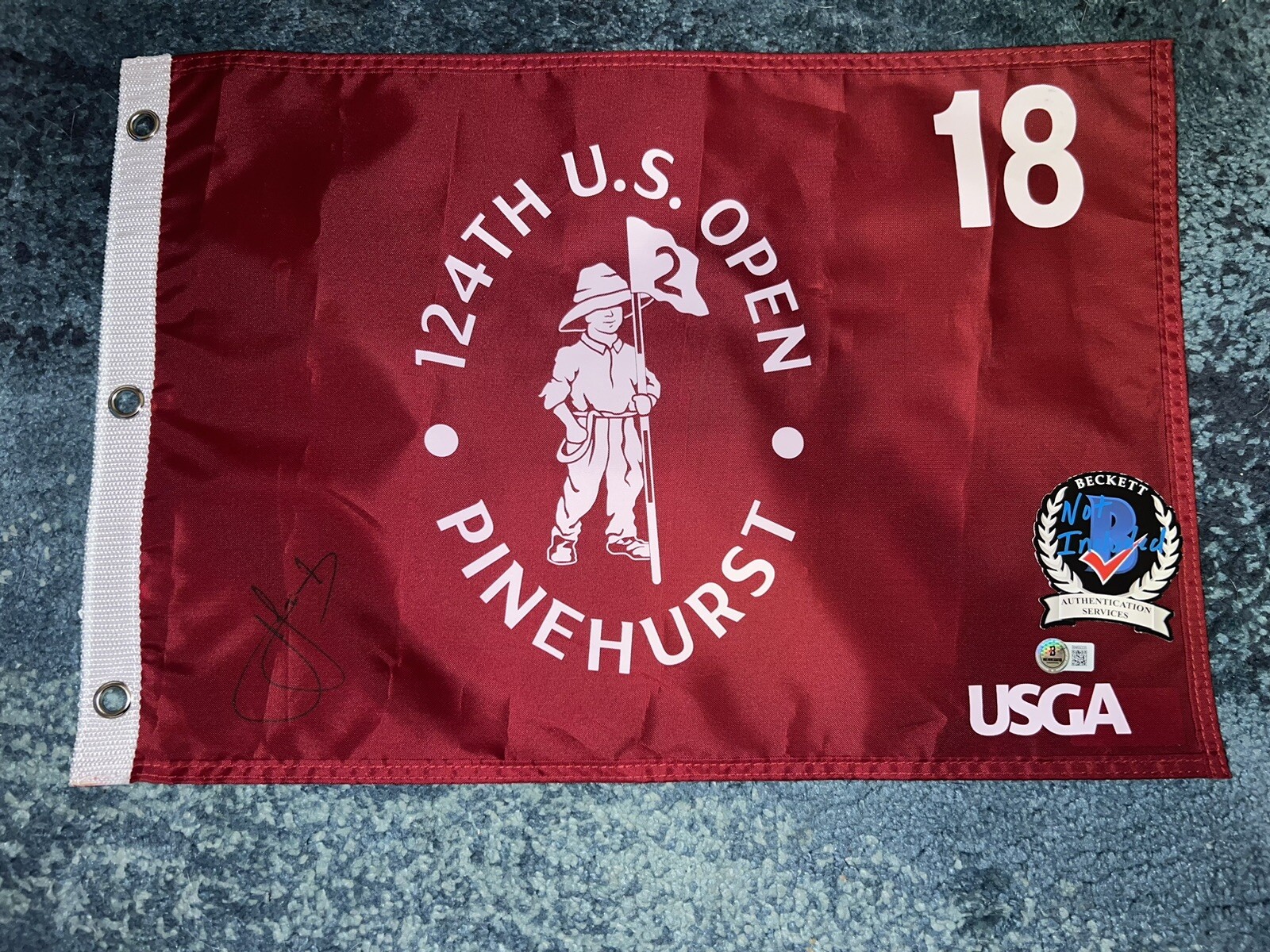 Cam Cameron Smith Signed Official 2024 US Open Championship Flag Pinehurst BAS