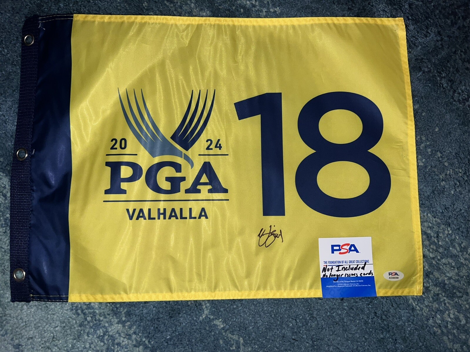 Nicolai Hojgaard Signed Official 2024 PGA Championship Flag Valhalla Golf PSA #2