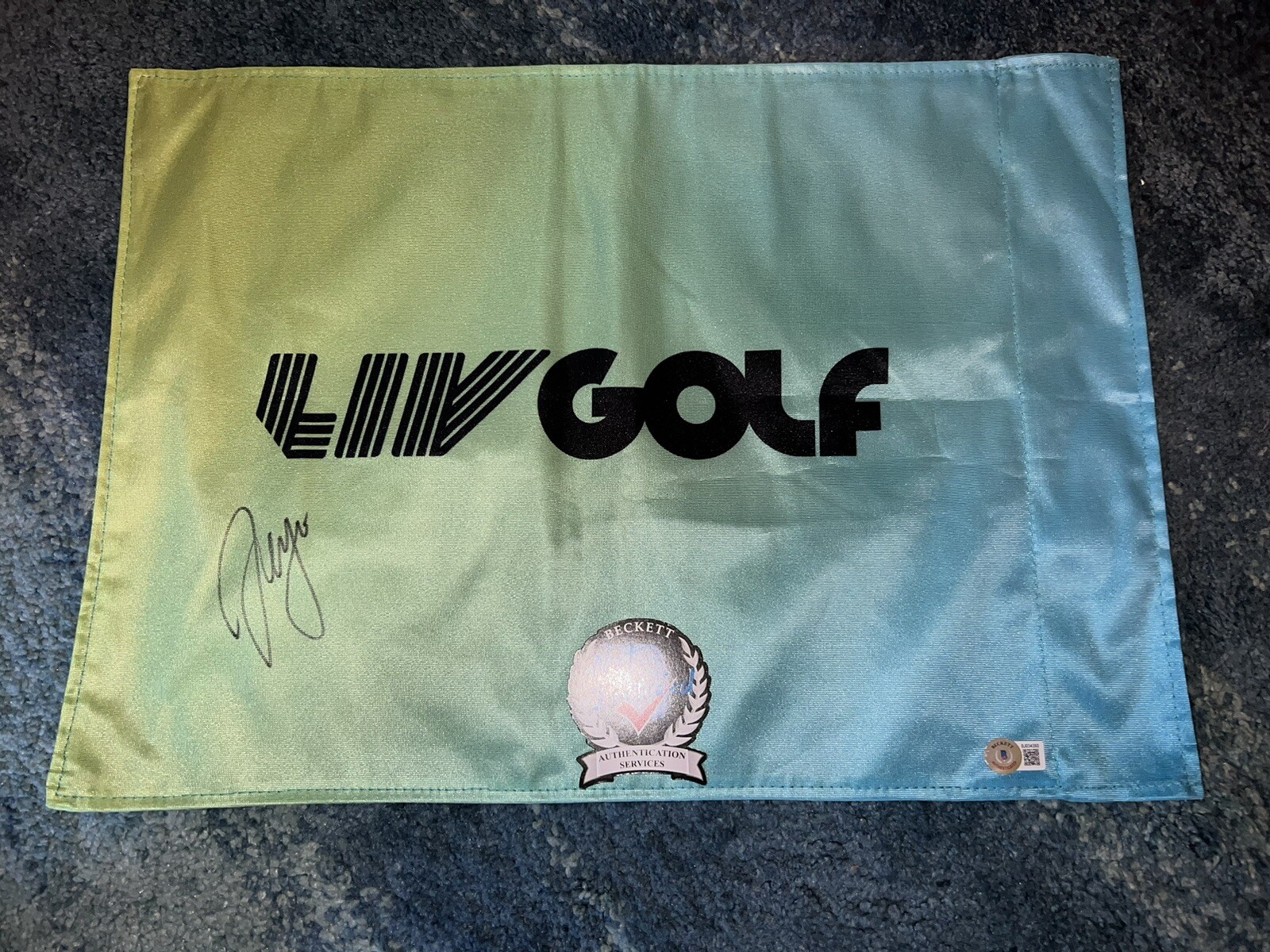 Sergio Garcia Signed Official LIV Golf Flag LIV Golf Star Fireballs GC Beckett