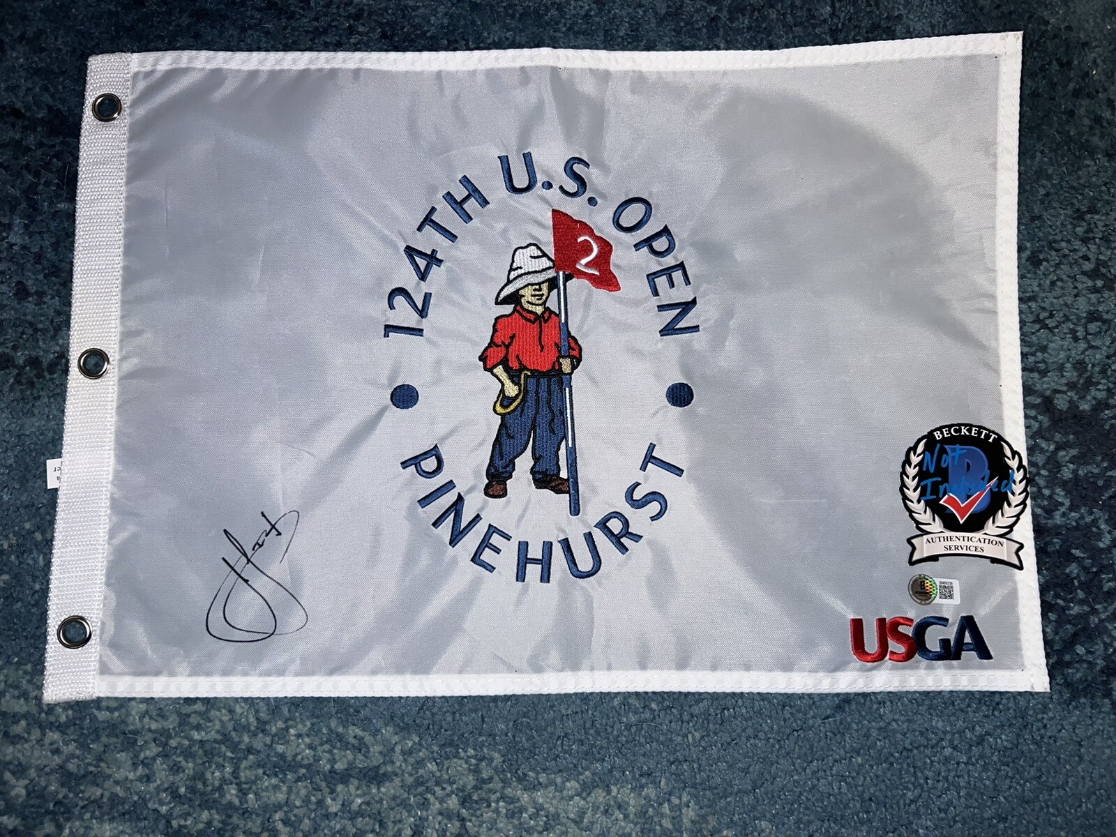 Cam Cameron Smith Signed Official 2024 US Open Championship Flag Pinehurst BAS 2