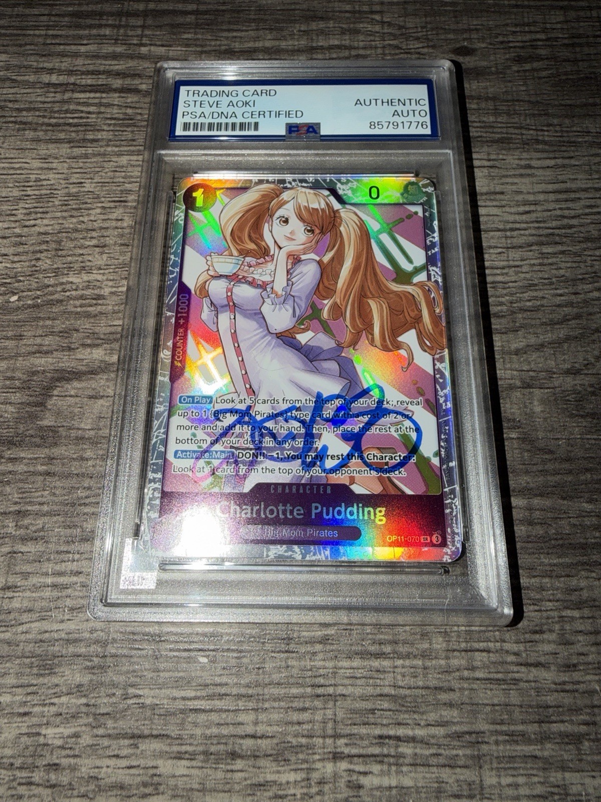 Steve Aoki Signed Official One Piece Trading Card Charlotte Pudding PSA/DNA