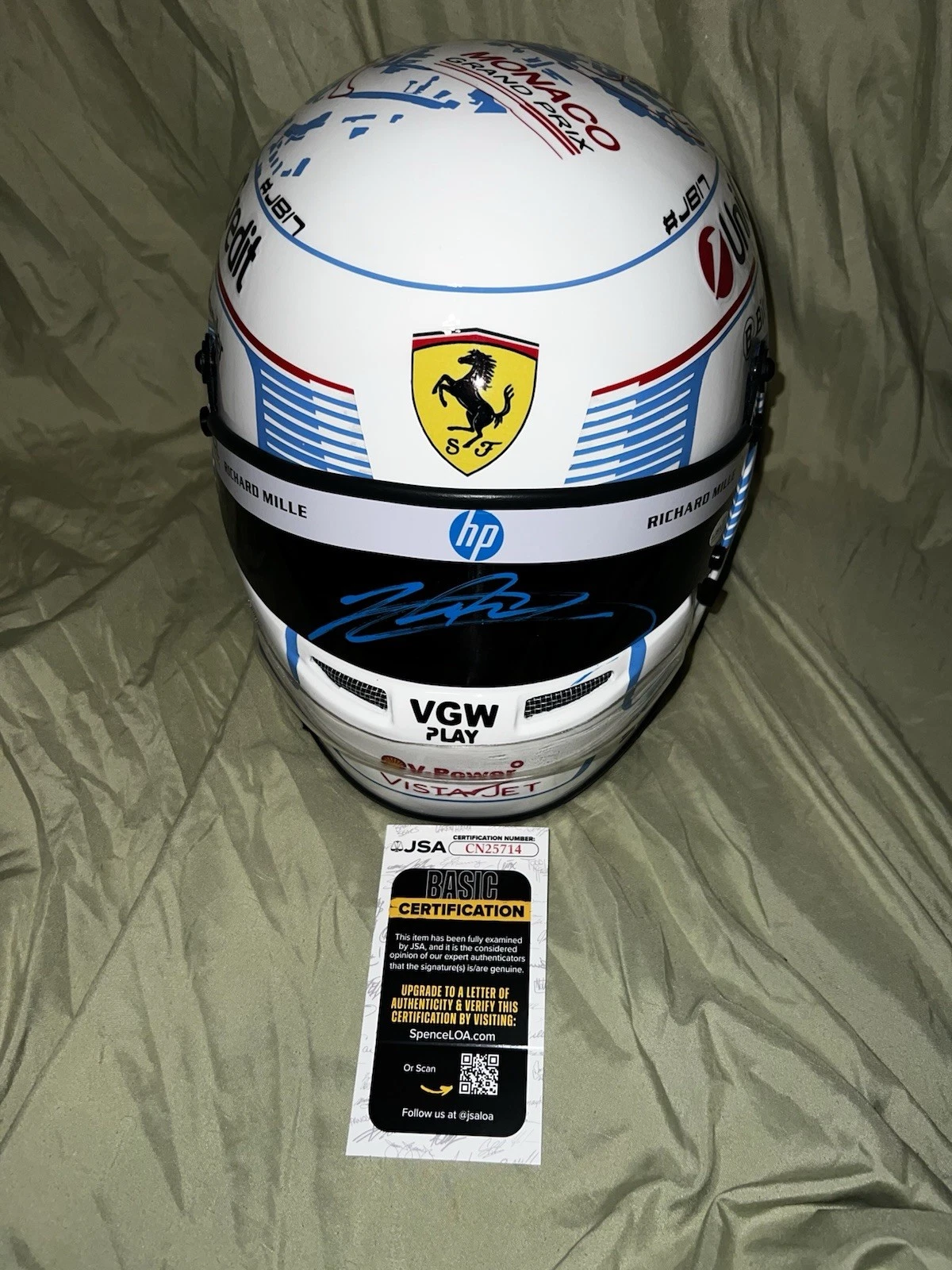 Charles Leclerc Signed 1:1 Full Size Helmet 2025 Monaco GP Ferrari Star JSA Auth