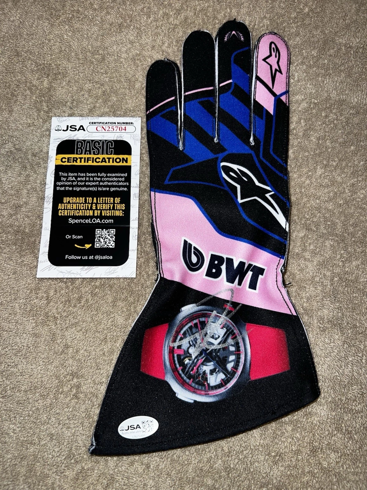Franco Colapinto Signed Alpine Racing Race Glove Formula 1 Star JSA Auth #5