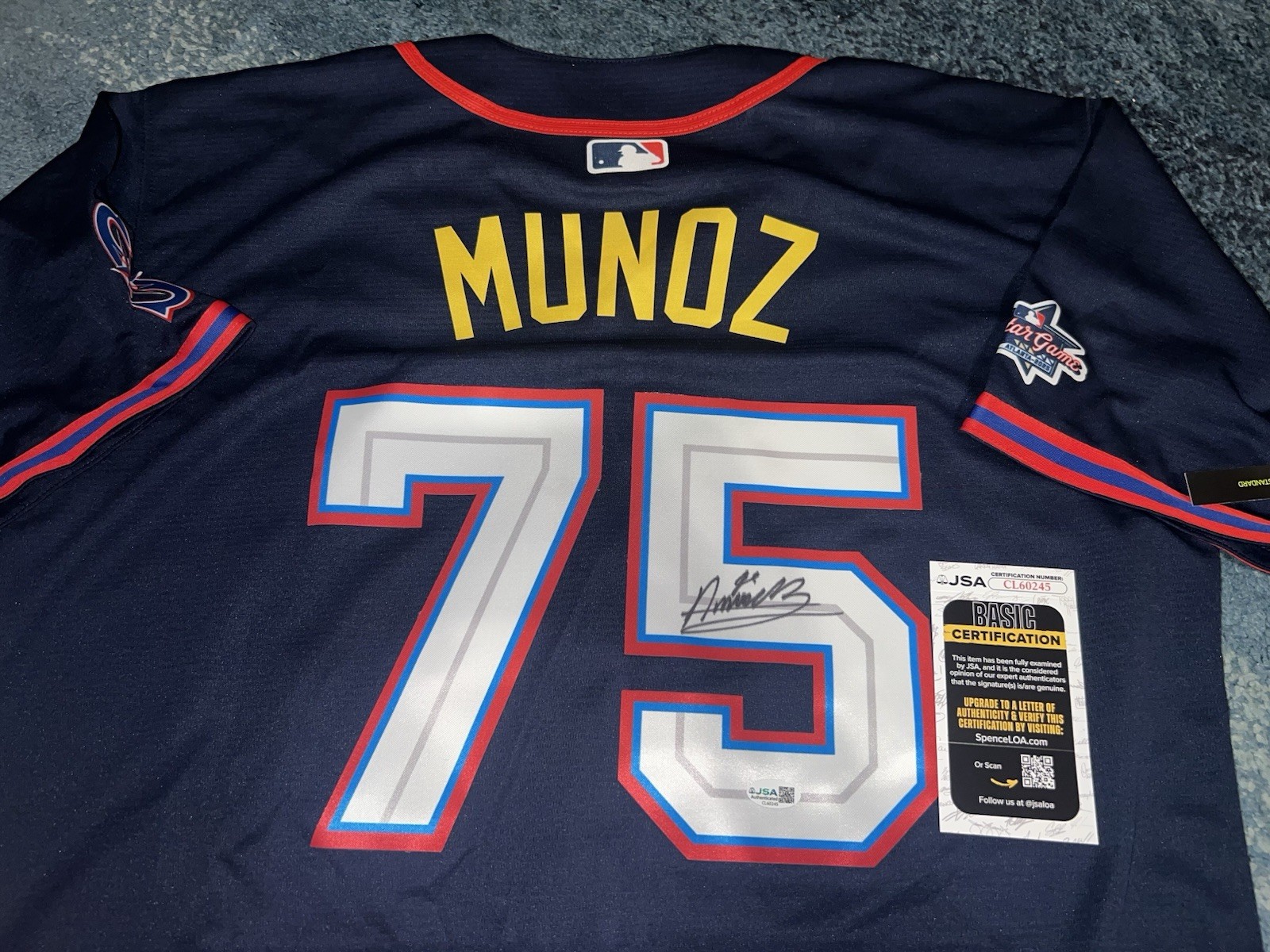 Andres Munoz Signed 2025 All Star Jersey Superstar Ace Mariners JSA Auth