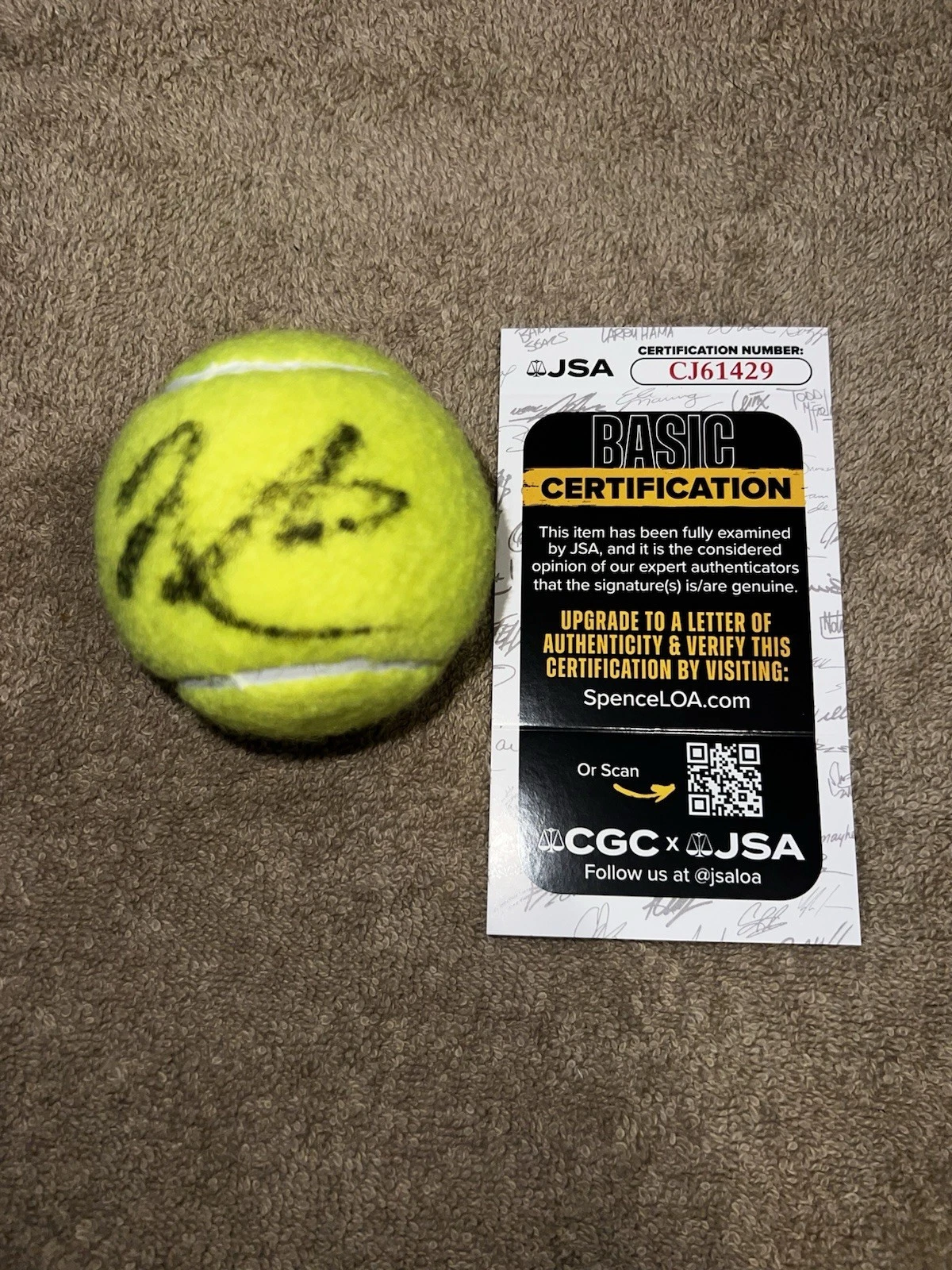 Jakub Mensik Signed Official US Open Tennis Ball Tennis Superstar JSA Auth #2