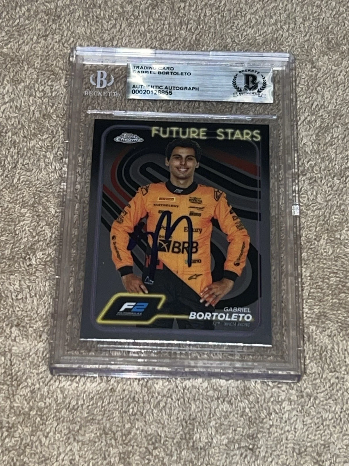 Gabriel Bortoleto Signed 2024 Topps Chrome F1 Card Rookie Future Stars Beckett