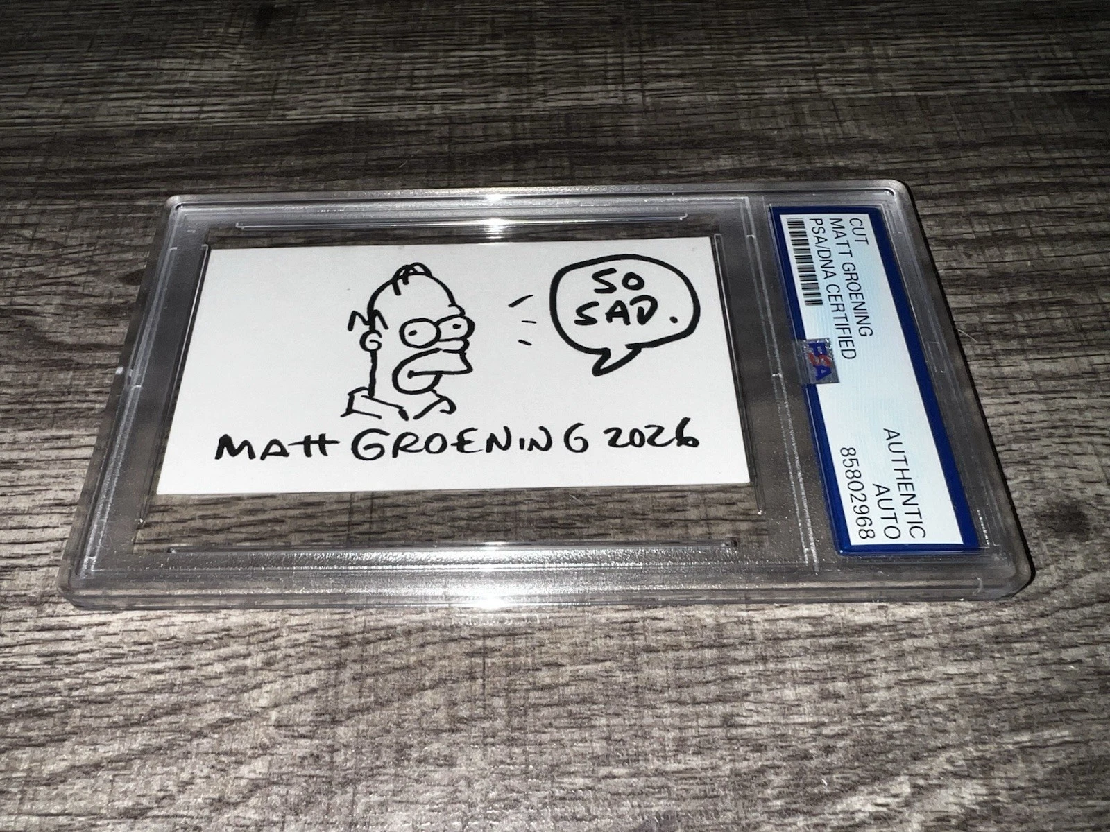MATT GROENING SIGNED SKETCH CARD HOMER SIMPSON HOLLYWOOD SUPERSTAR PSA/DNA COLLECTIBLE MEMORABILIA