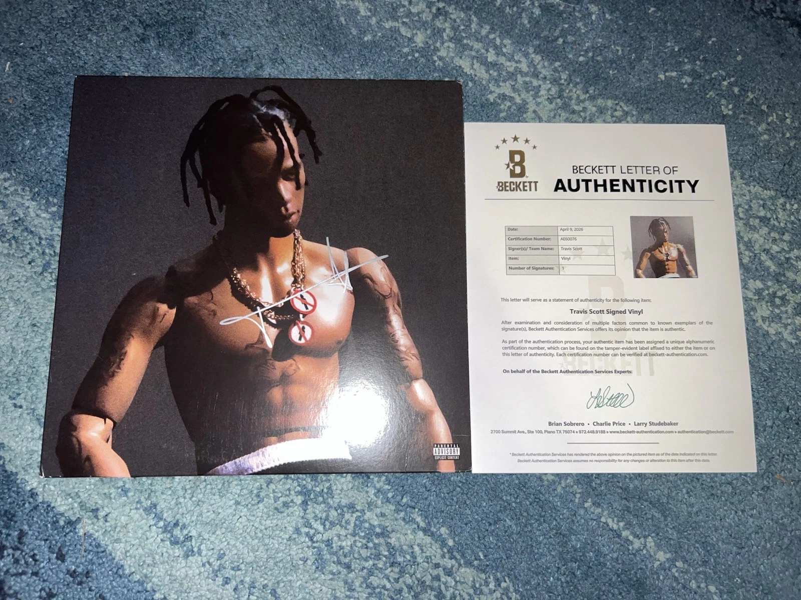 Travis Scott Signed Rodeo Vinyl Rap Superstar Legend Beckett LOA