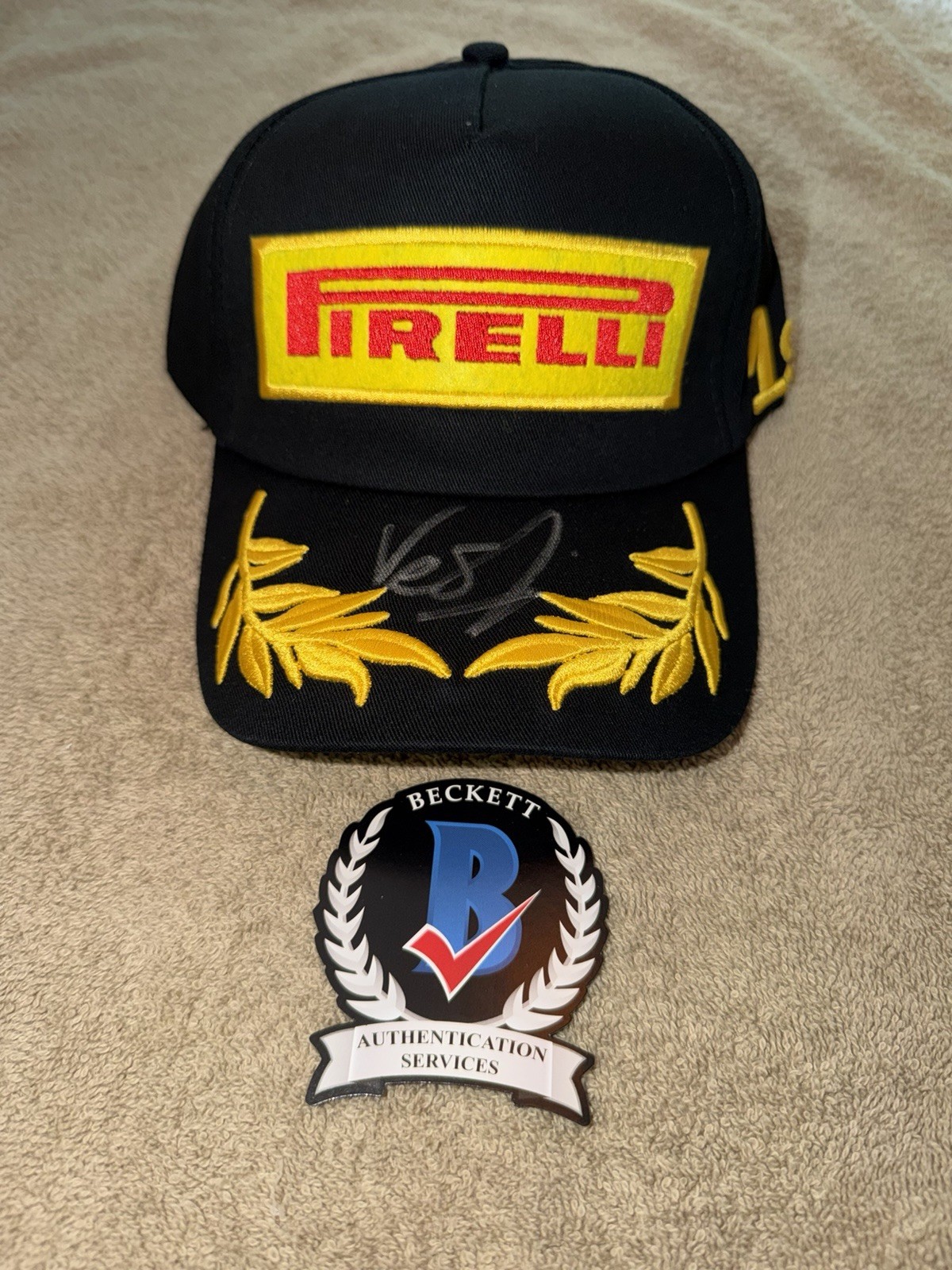 Frederik Vesti Signed Pirelli Podium Hat F1 Star F2 Superstar Beckett